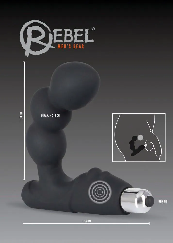Rebel Prostate Stimulator - Stymulator prostaty, Czarny, 14 cm
