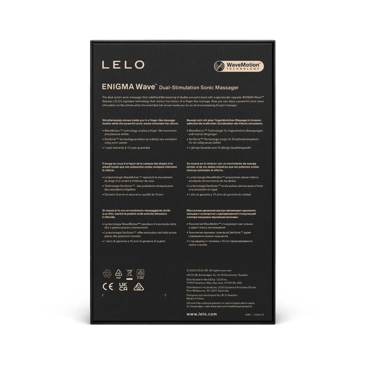 Lelo Enigma Wave - Bezdotykowy stymulator łechtaczki z wibracjami, Fioletowy, 18.2 cm