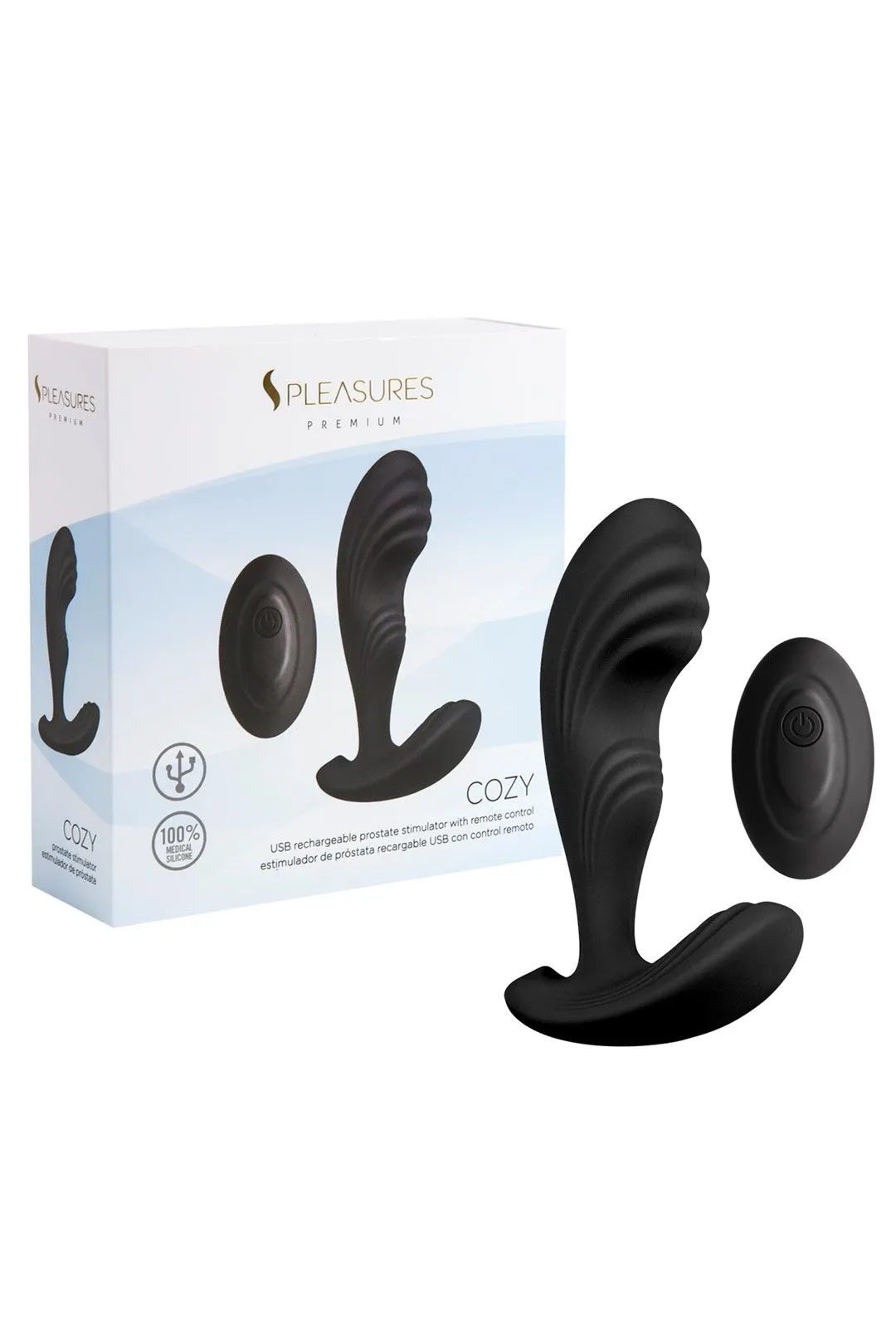 Pleasures Cozy - Stymulator prostaty, Czarny, 12 cm