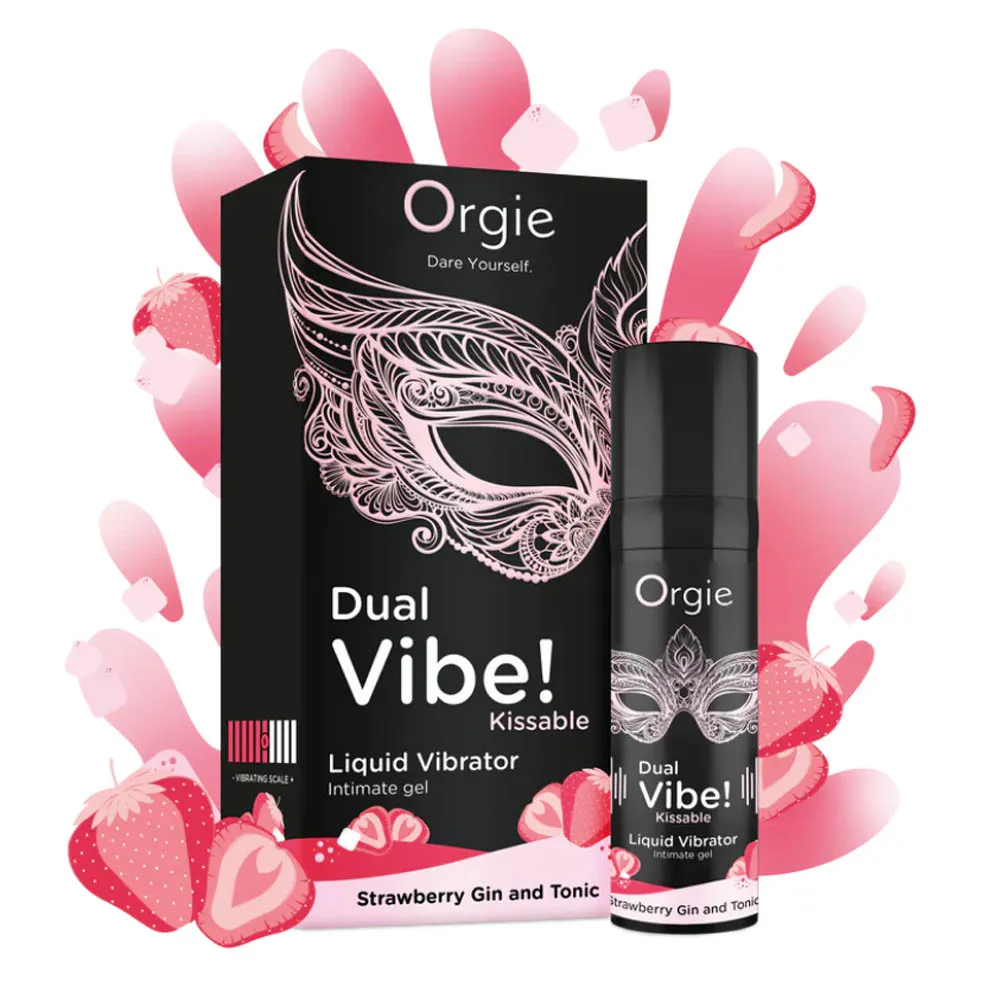 Жидкий вибратор Orgie Dual Vibe! Liquid Vibrator Strawberry Gin and Tonic, 15 мл