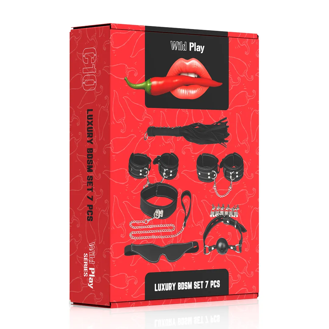 BDSM набір Erospace Wild Play C10, 7 шт (чорний)