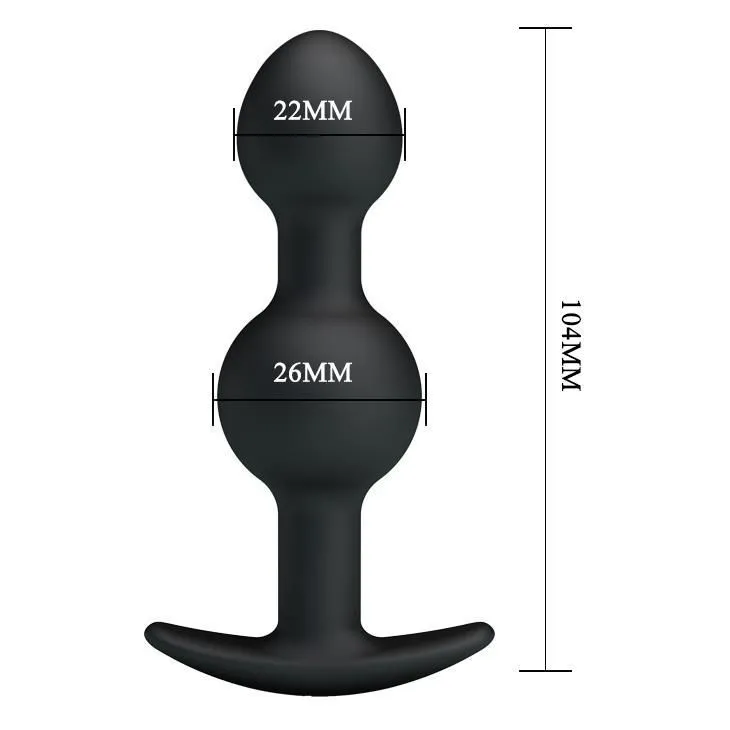 Анальна пробка Pretty Love silicone Anal balls, 10,4 см (чорний)