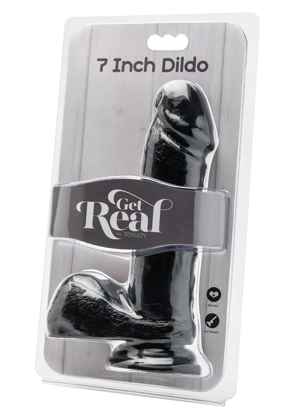Get Real Get Real Black 7'' - Realistyczne dildo z przyssawką, Czarny, 20 cm