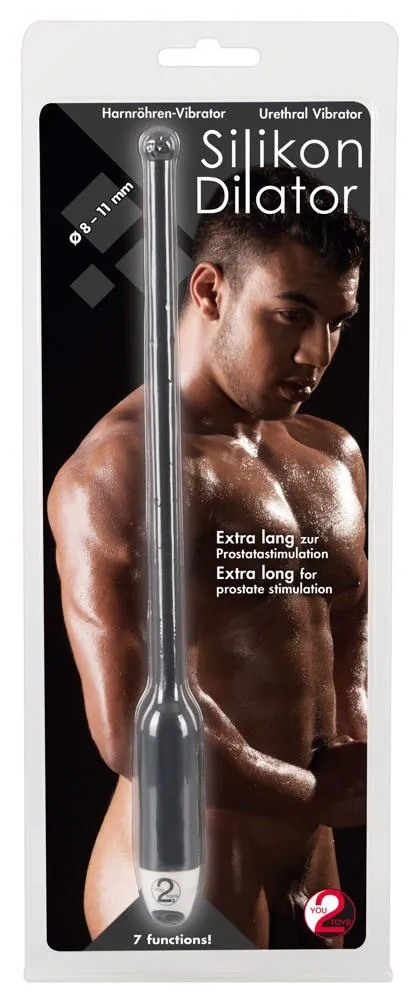 Уретральная вставка Silicone Dilator Urethral Vibrator, 27 см (черный)