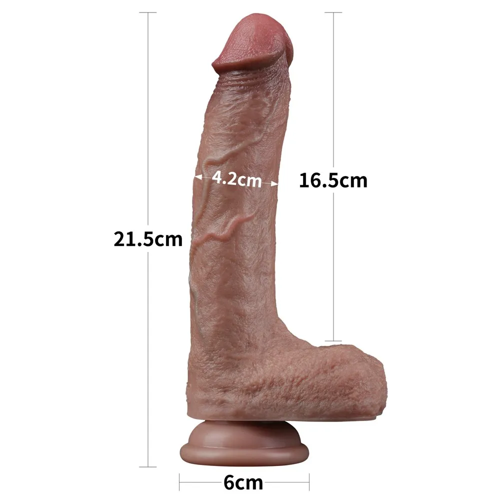Фаллоимитатор Dildo 8.5'' Dual Layered Silicone Cock, 21.6 см (коричневый)