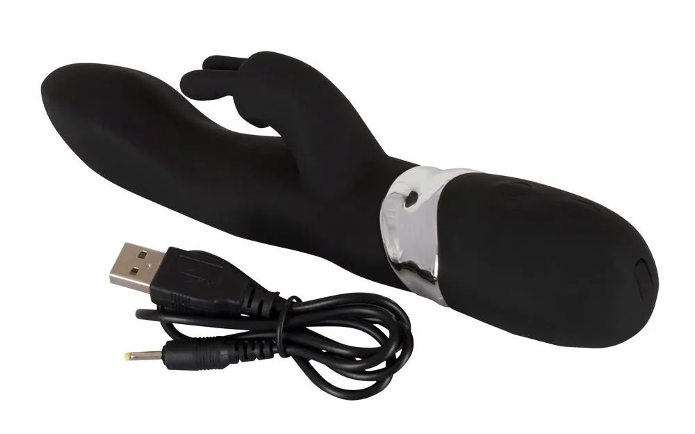 Sweet Smile Rechargeable Blacky - Wibrator królik, Czarny, 21 cm