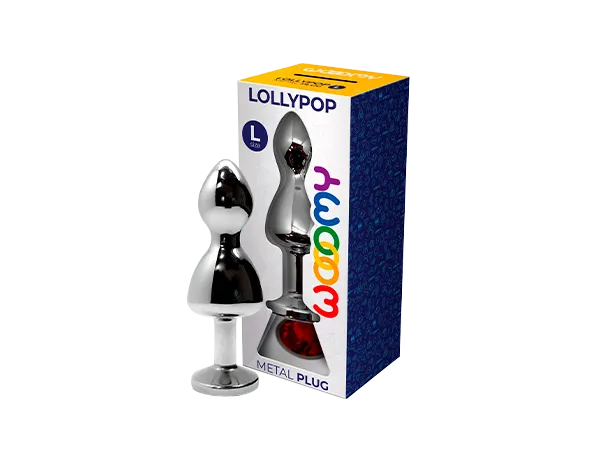 Анальная пробка с кристаллом Wooomy Lollypop Double Ball L, 10.5 см (красный)