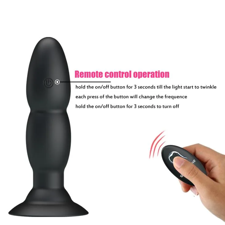 Анальная пробка Pretty Love RC Vibrating Butt Plug, 13,5 см (черный)