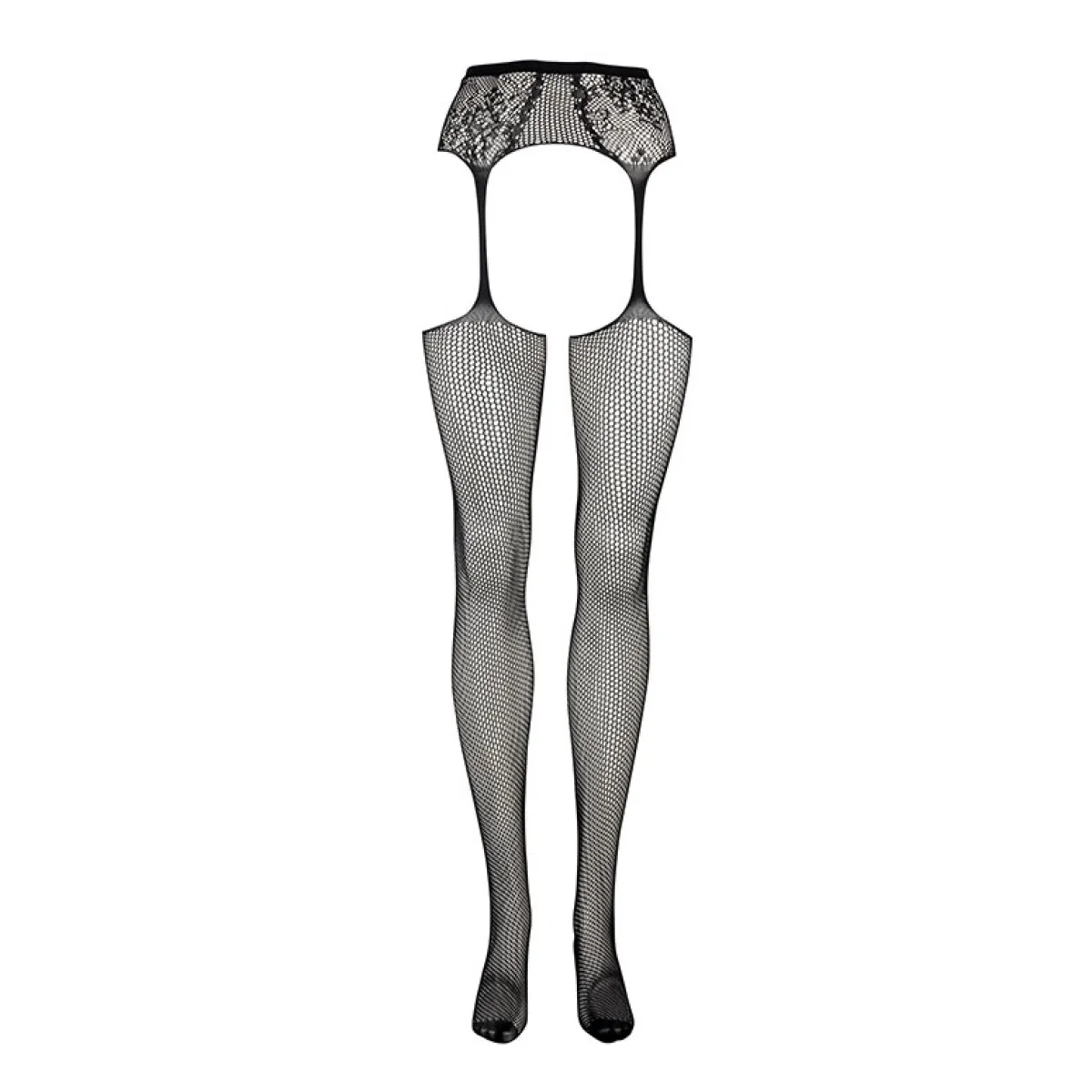 Чулки с поясом Le Désir Fishnet and Lace Garterbelt, S-XL (черные)