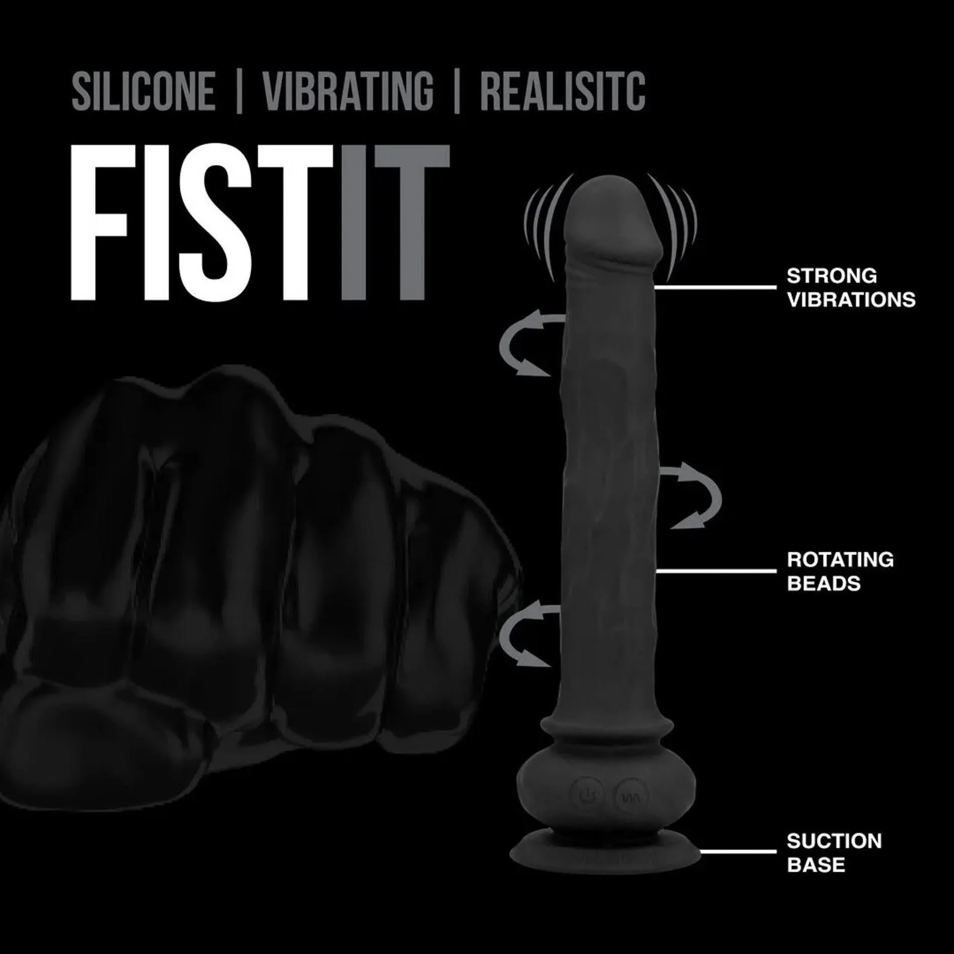 Вибратор Fist It Wave Rider, 18 см (черный)