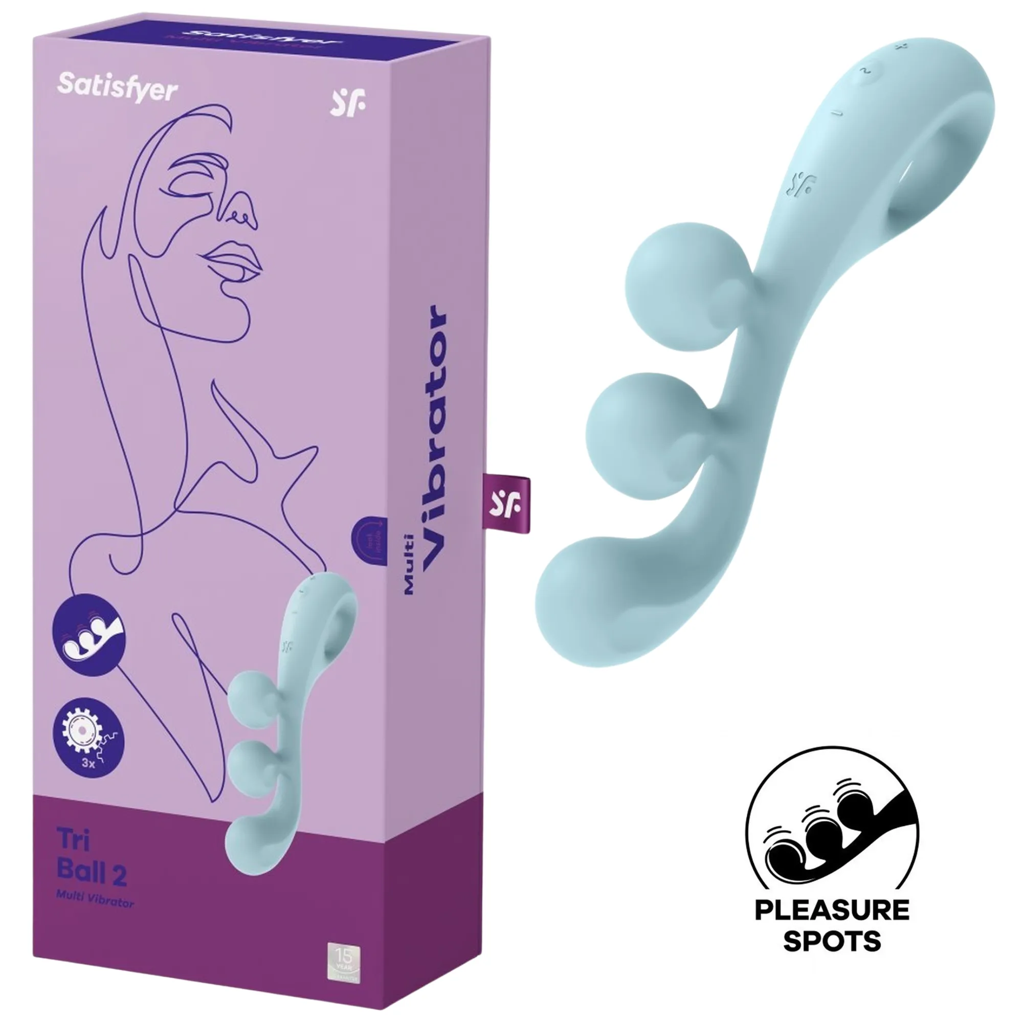 Вибратор для тройной стимуляции Satisfyer Tri Ball 2, 20,5 см (голубой)