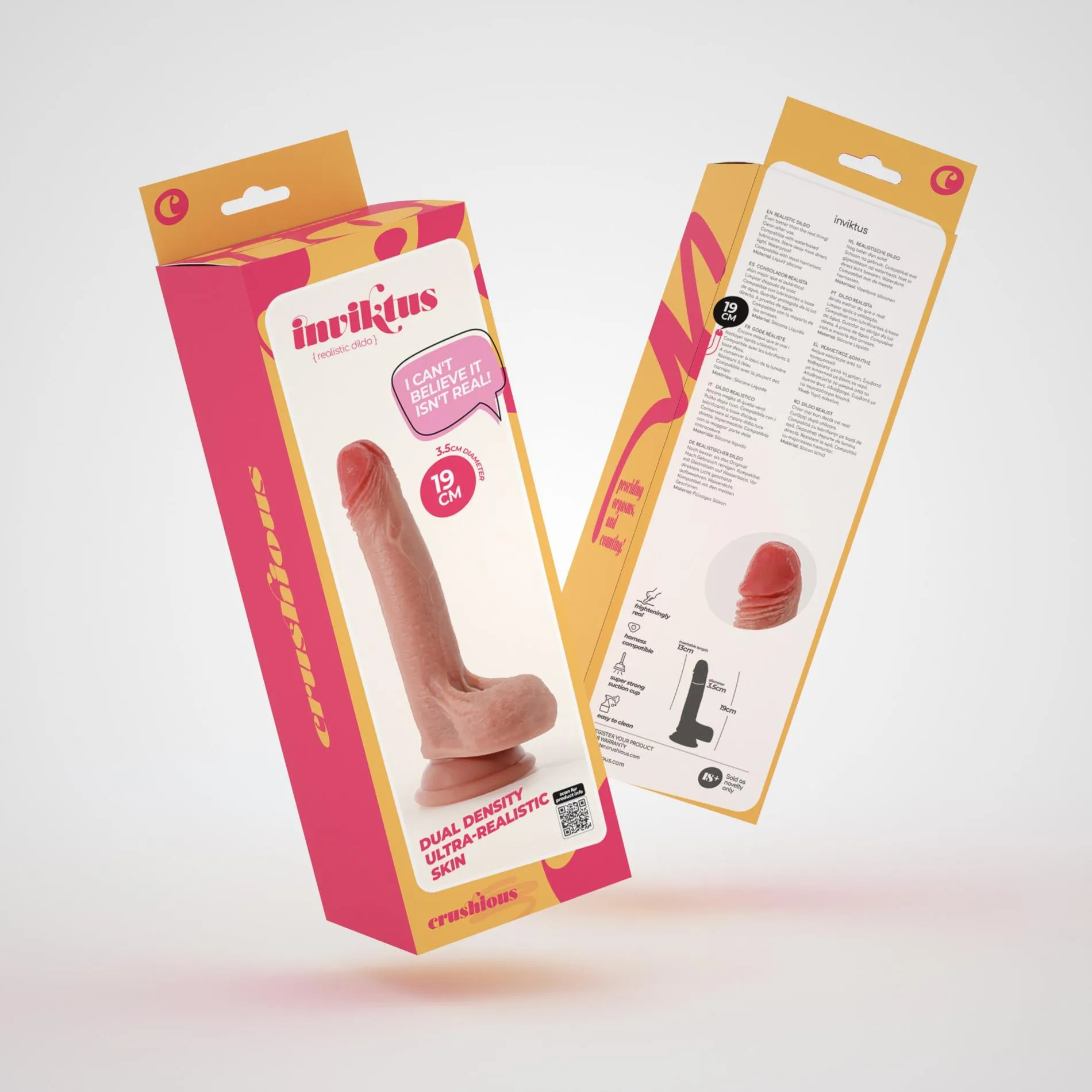 Crushious Inviktus 7 - Dildo, W kolorze cielistym, 19 cm