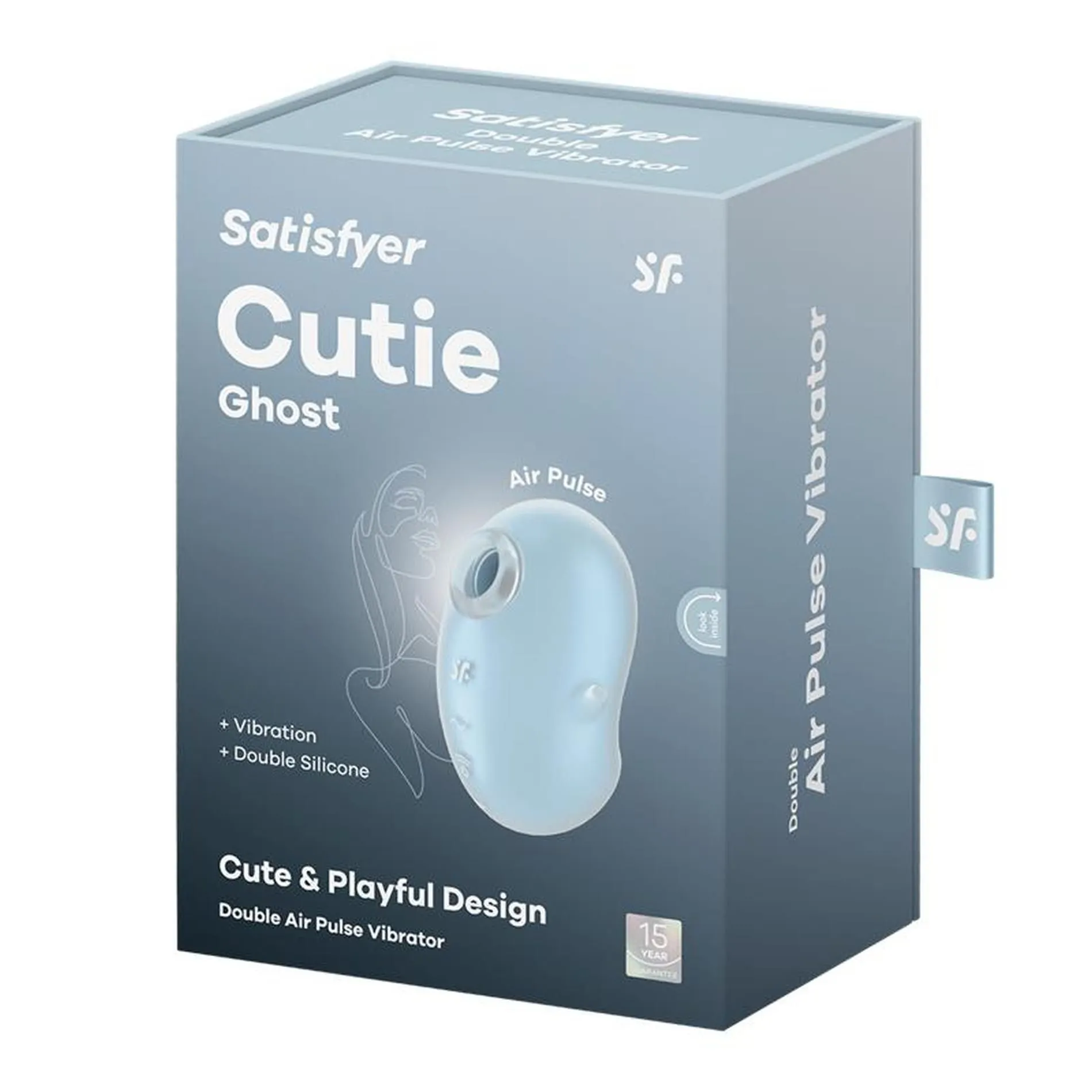 Вакуумний стимулятор клітора з вібрацією Satisfyer Cutie Ghost (блакитний)