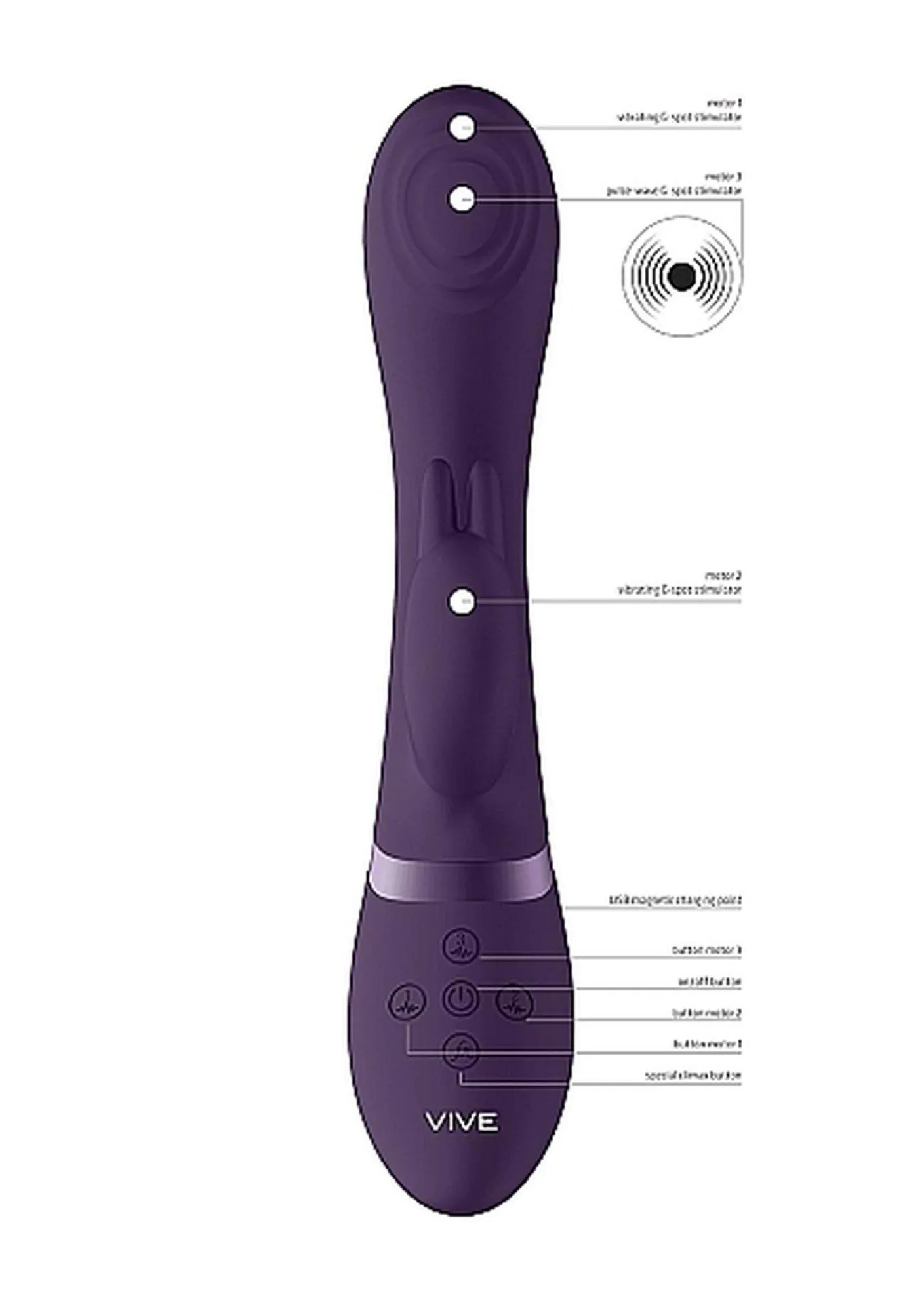 Vive Cato - Wibrator królik, Fioletowy, 22 cm