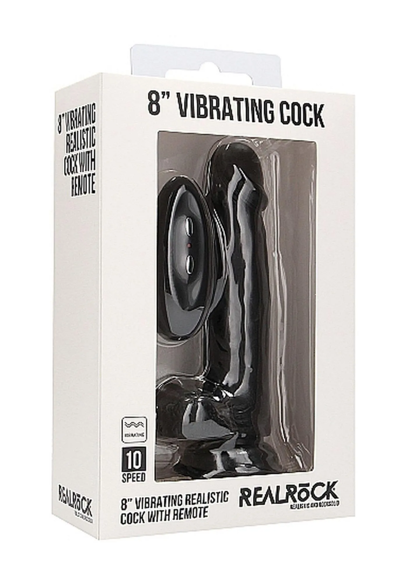 Вібратор RealRock Cock 8", 20 см (чорний)