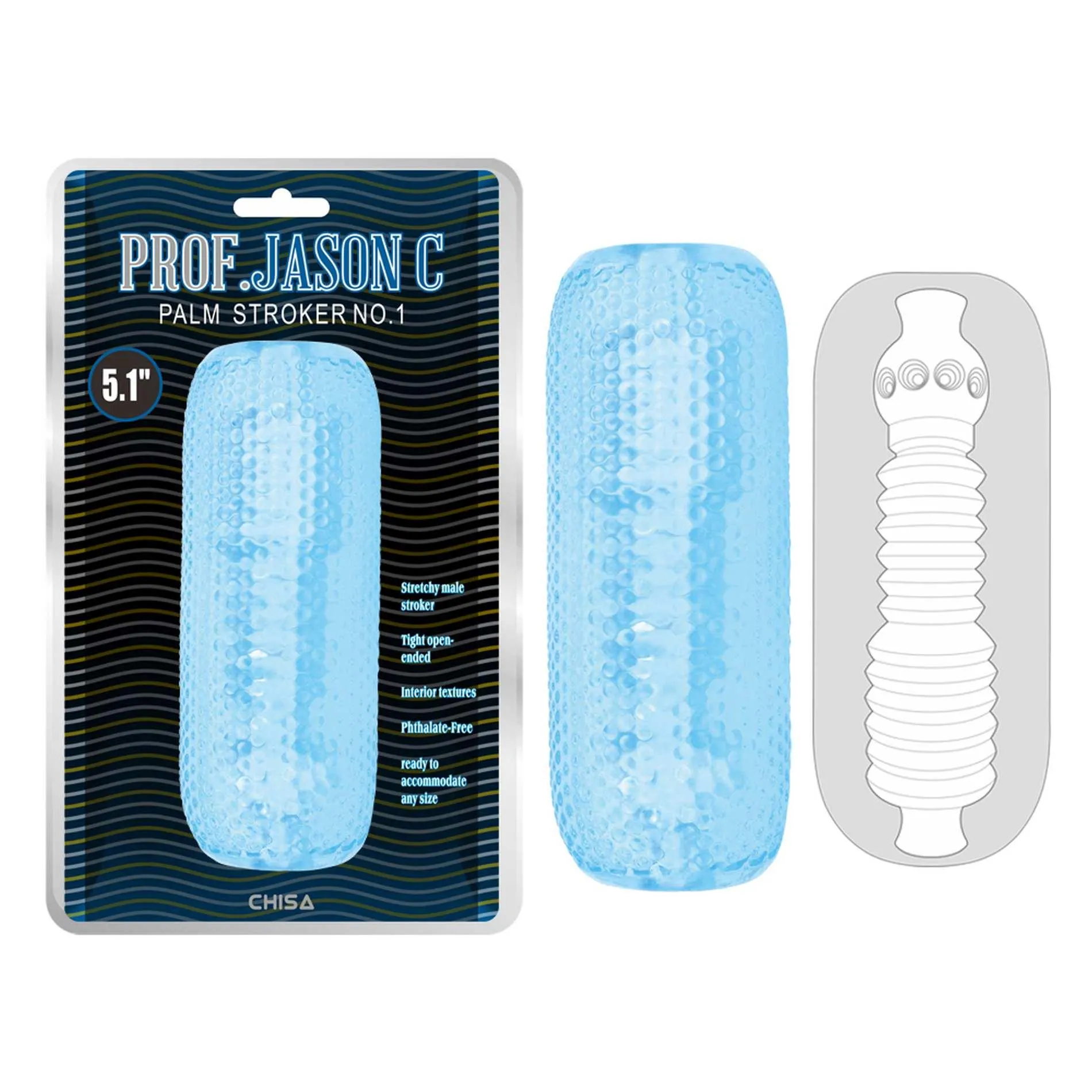 Prof.Jason C Palm Stroker No.1 - Masturbator, Niebieski, 12.7 cm