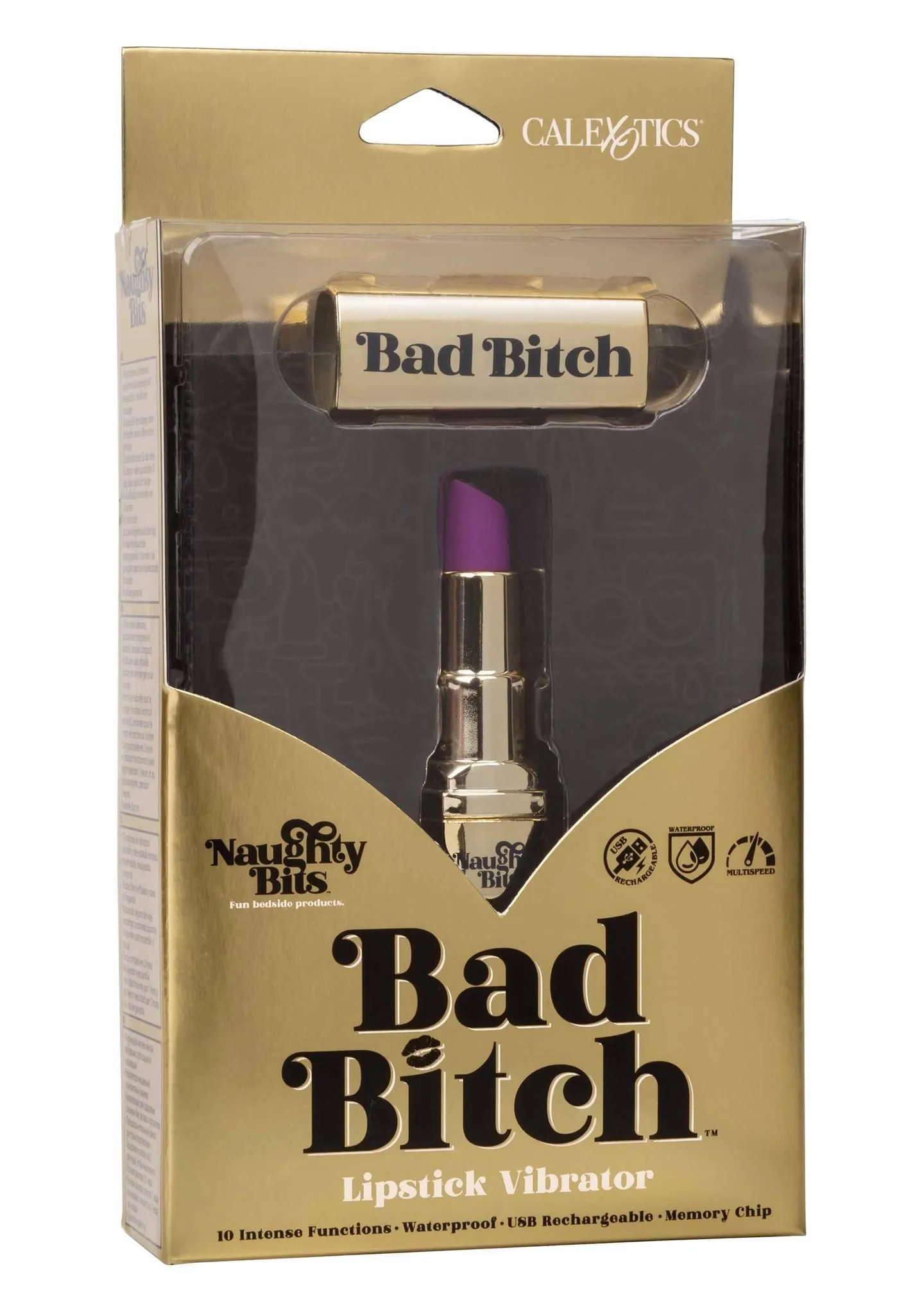 CalExotics Bad Bitch Lipstick - Mini-wibrator, Złoto, 7.5 cm