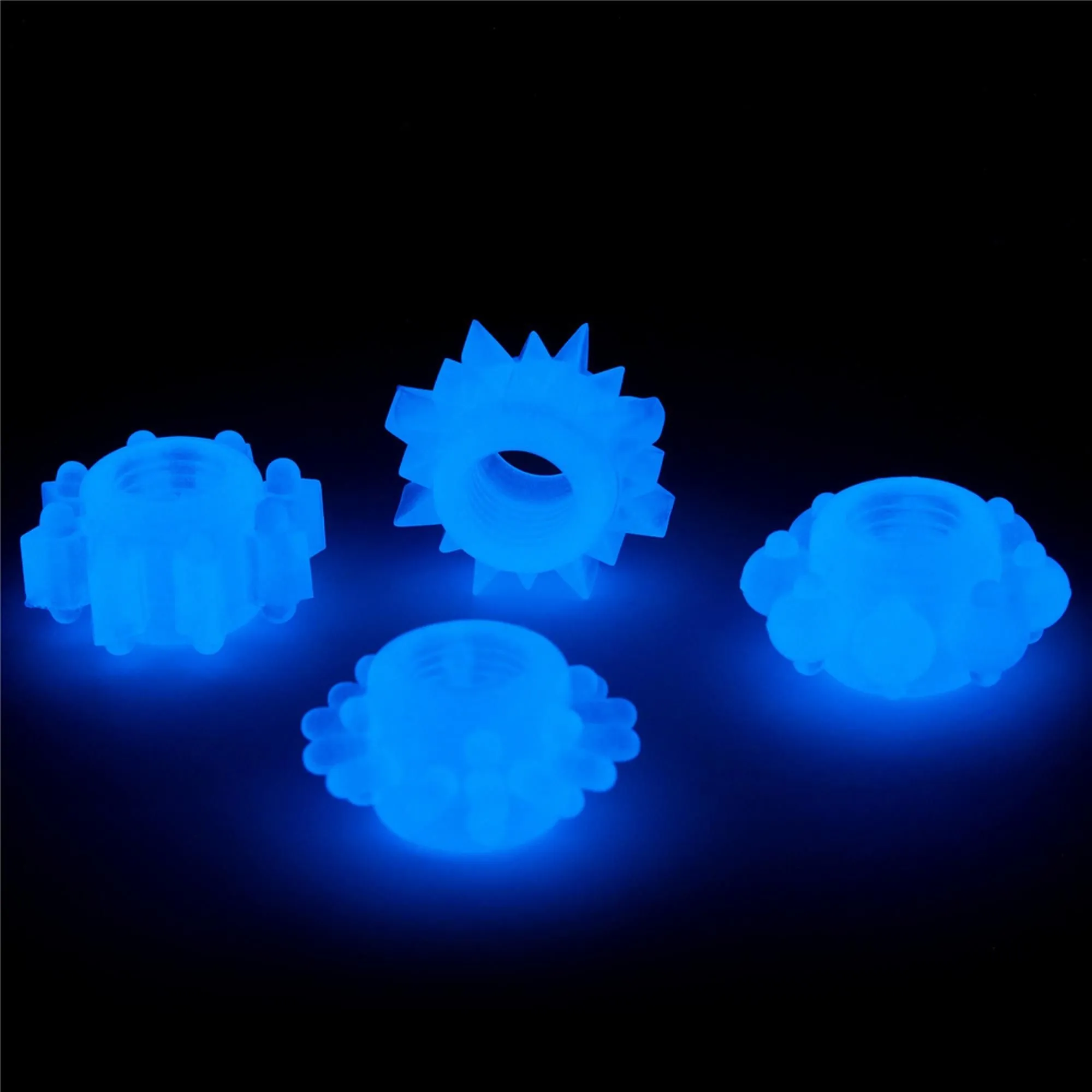 Набір ерекційних кілець Lumino Play Penis Ring, 4 шт (блакитний)