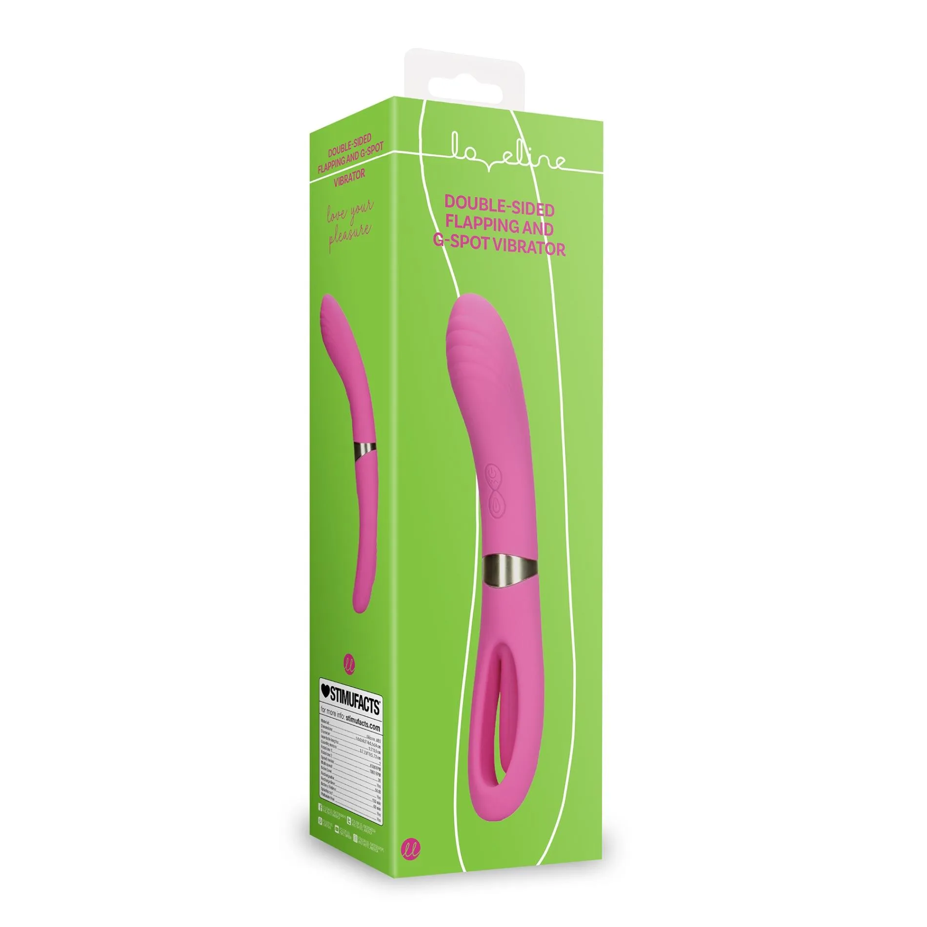 Loveline Double Sided Flapping and G-Spot - Wibrator, Różowy, 24 cm