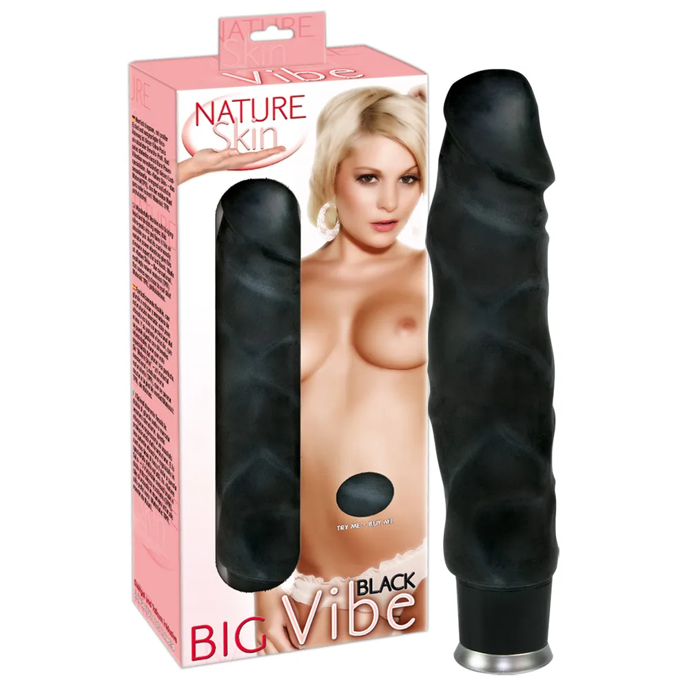 Вибратор реалистичный Nature Skin Big Vibe, 23 см (черный)