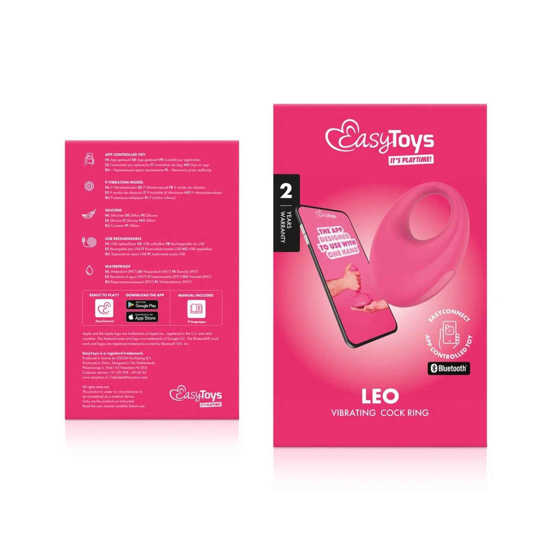 Эрекционное кольцо EasyConnect Leo, 7.5 см (розовый)