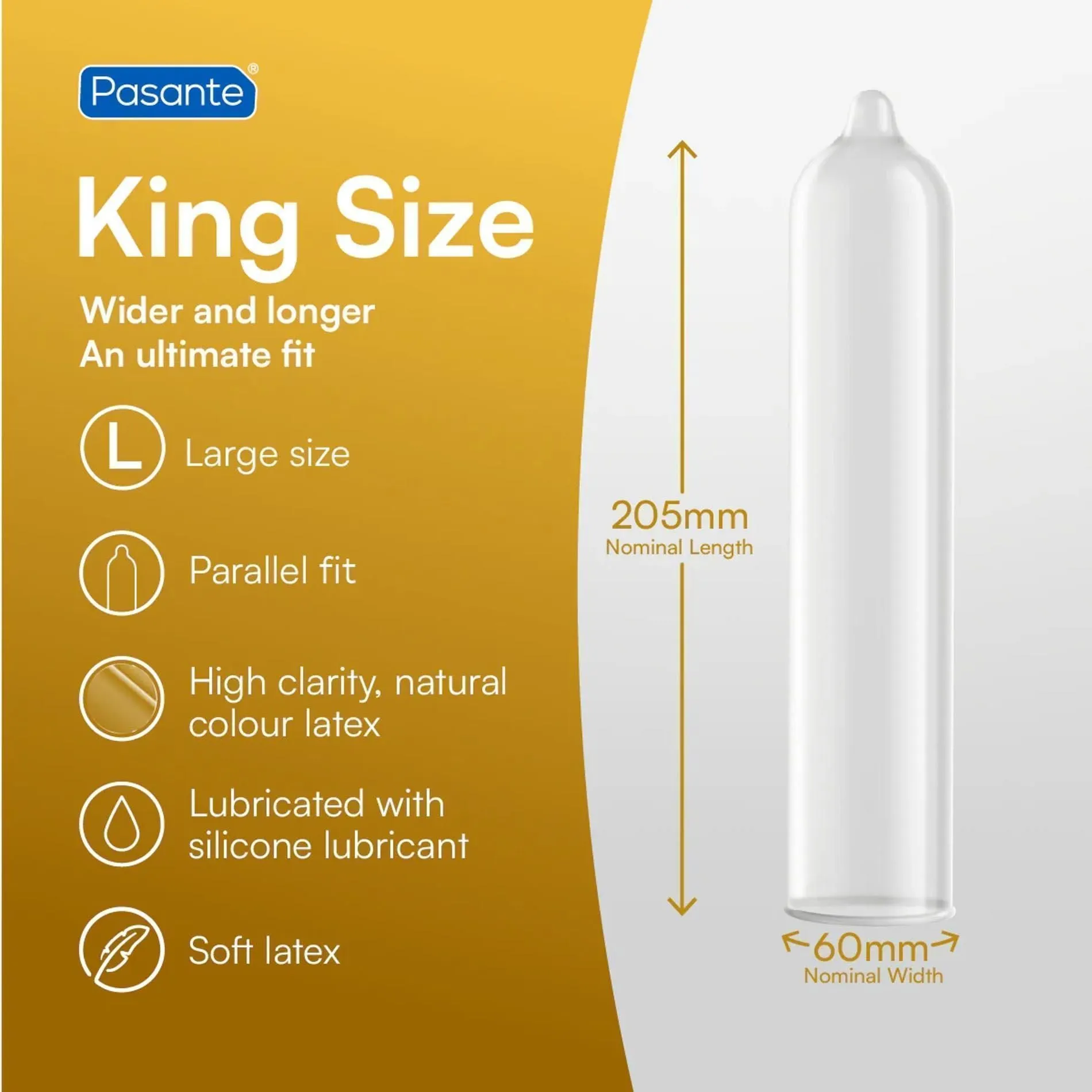 Презервативи Pasante King Size XL, 3 шт