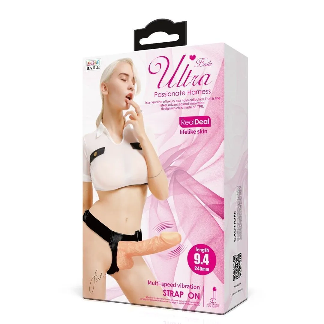 BAILE Ultra Passionate - Strapon, W kolorze cielistym, 24 cm