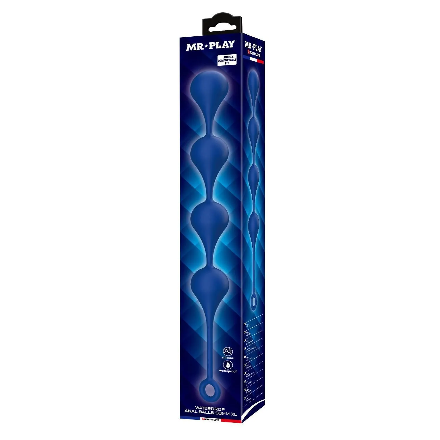 Анальная цепочка Mr. Play Waterdrop Anal Balls XL, 52.5 см (синий)