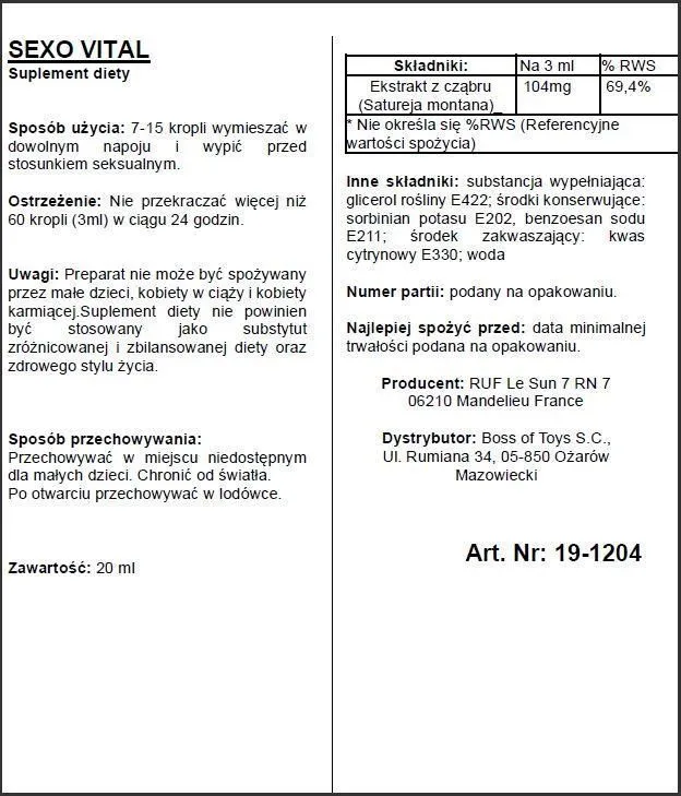 Збуджувальні краплі Ruf Aphrodict SexoVital, 20 мл, що збуджують