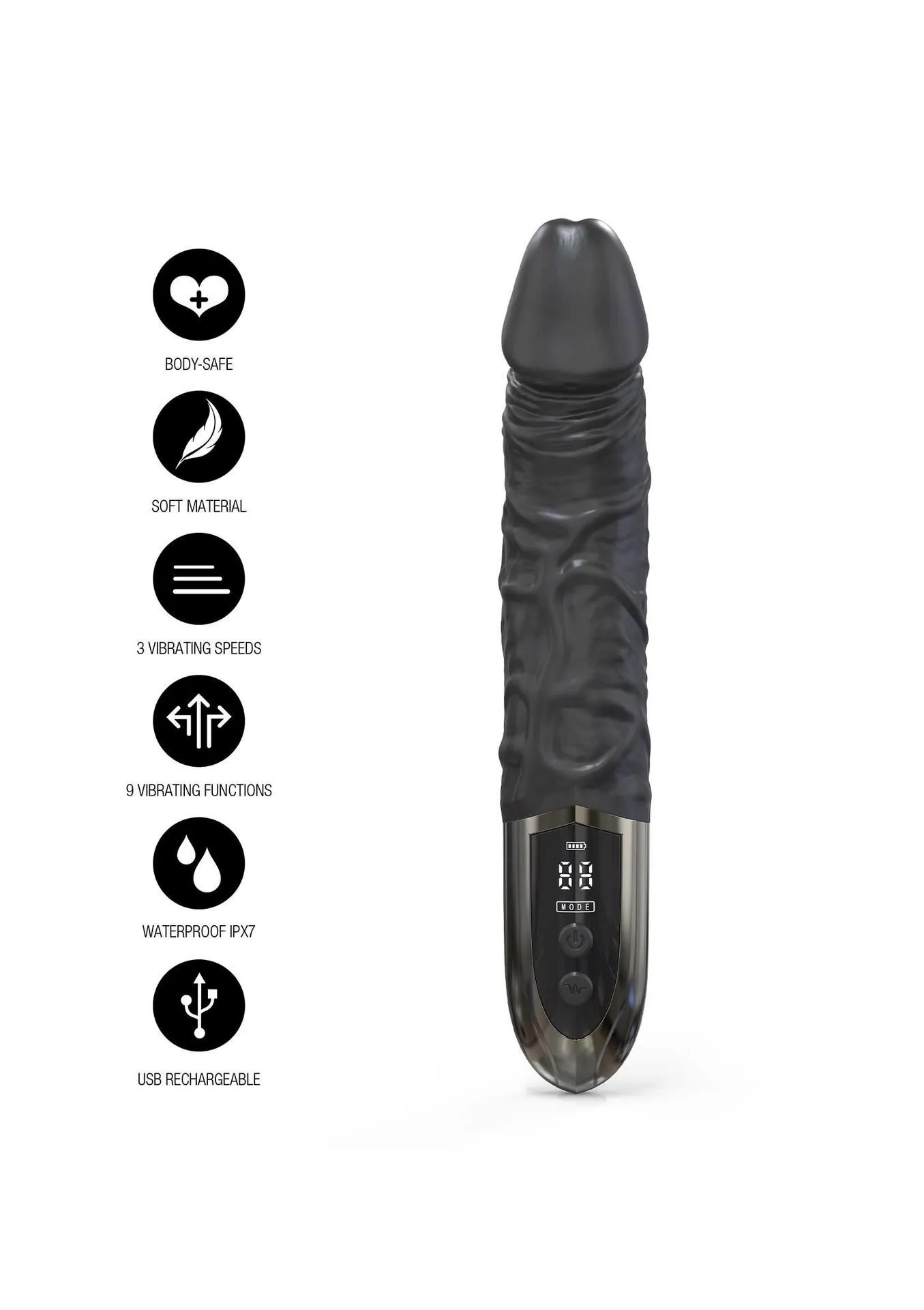 Вибратор Hidden Desire Anal Power, 24.5 см (черный)