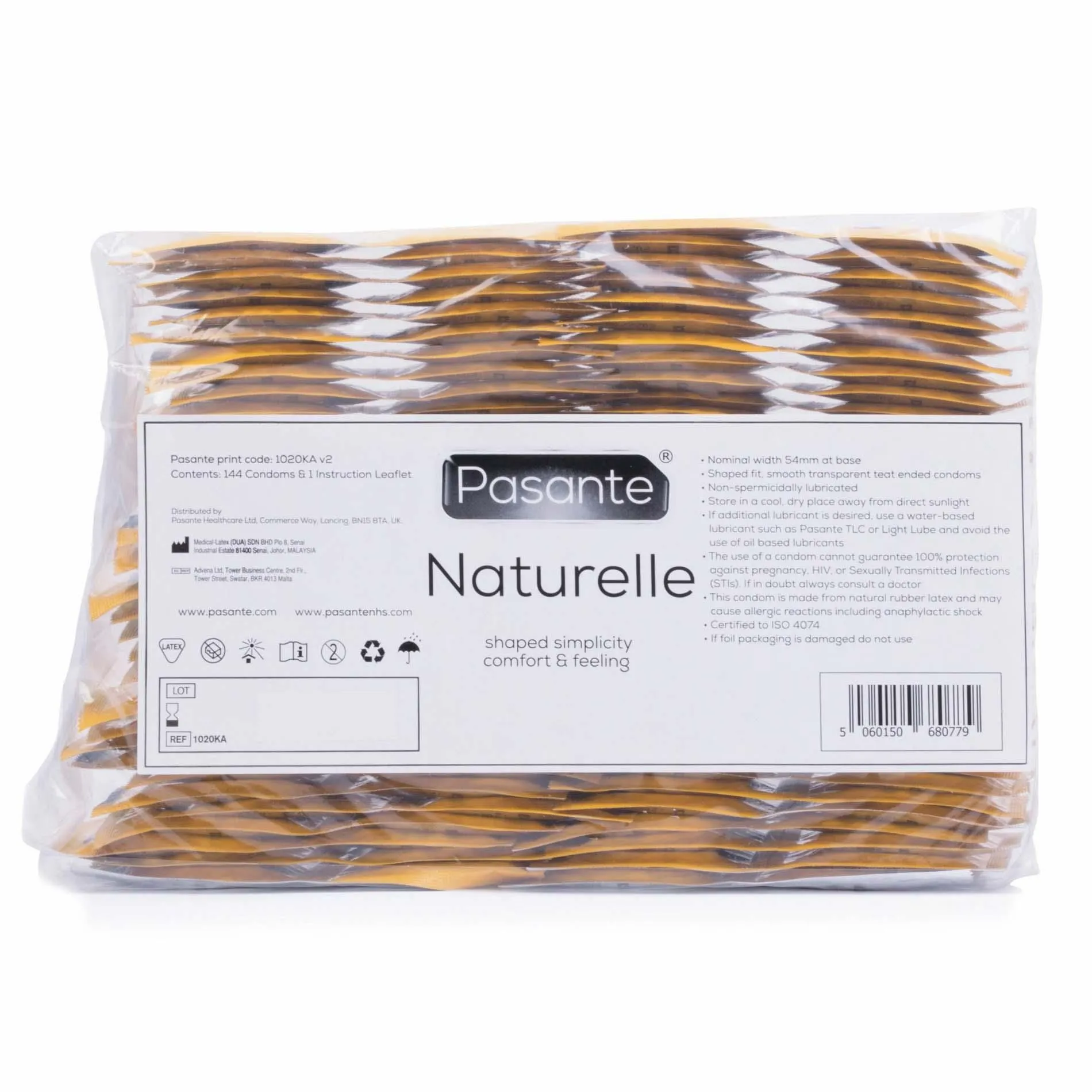 Pasante Naturelle Condoms - Prezerwatywy, Przezroczysty, Bezzapachowy, 19 cm