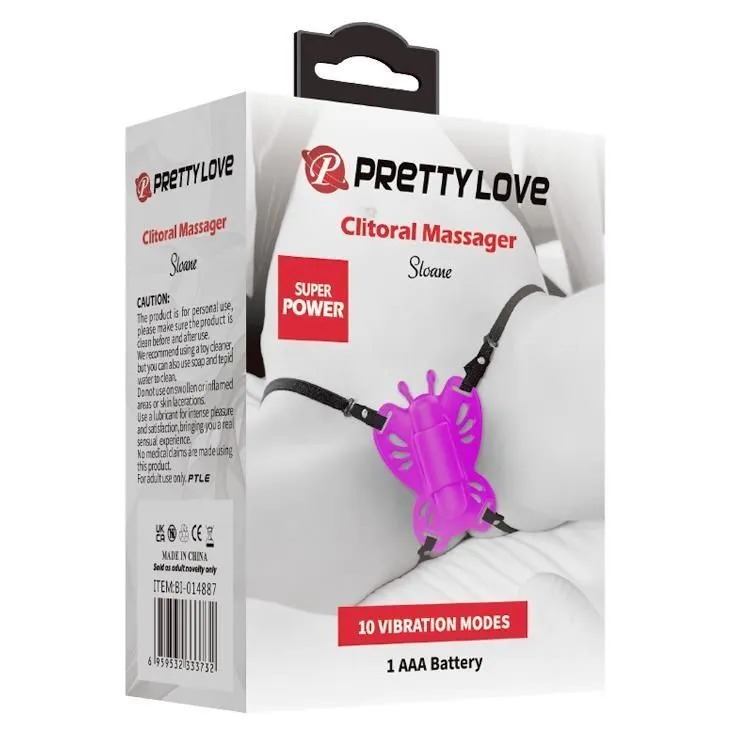 Кліторальний стимулятор Pretty Love Clitoral Massager Butterfly, 8,6 см (фіолетовий)
