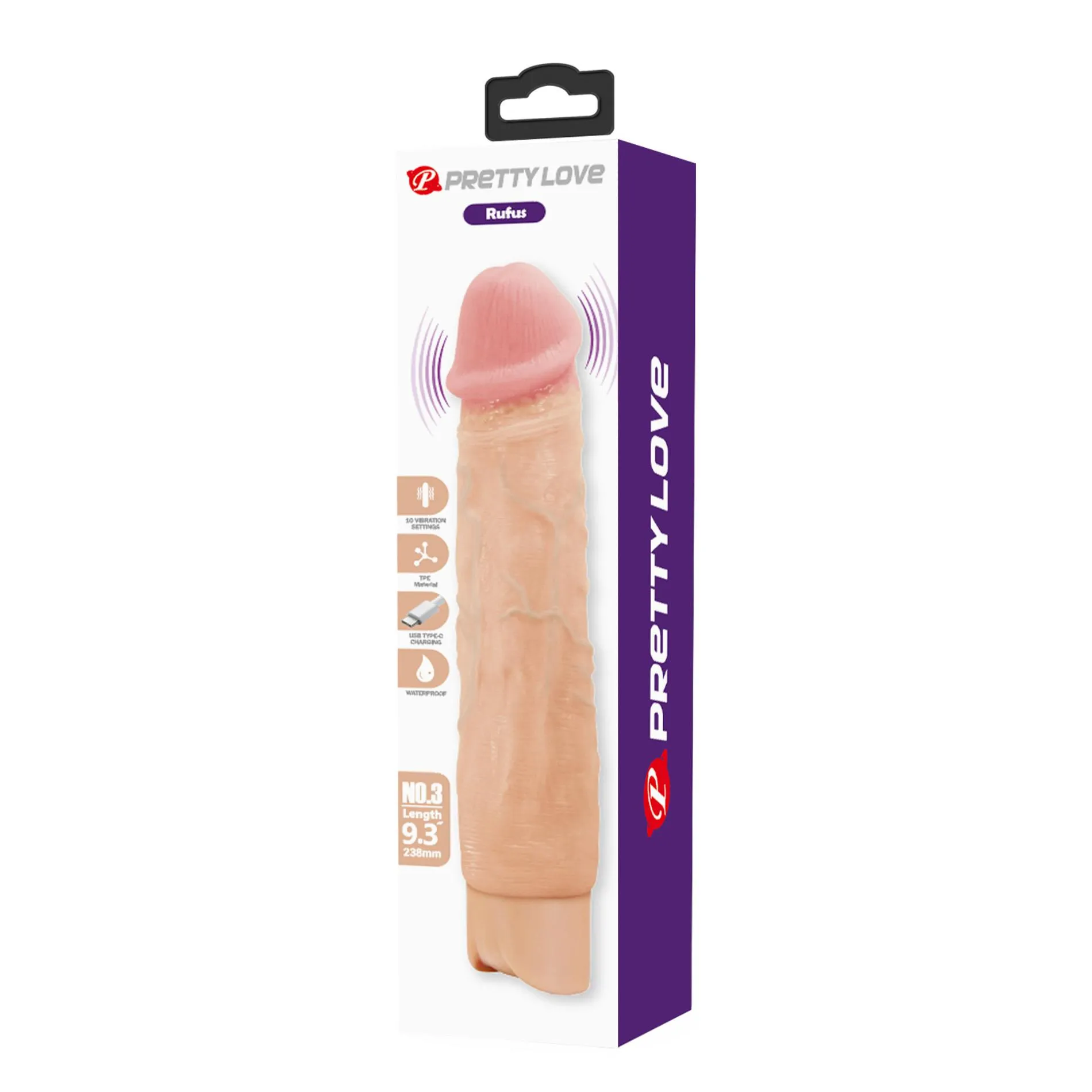 Pretty Love Rufus Realistic - Wibrator, W kolorze cielistym, 23.8 cm