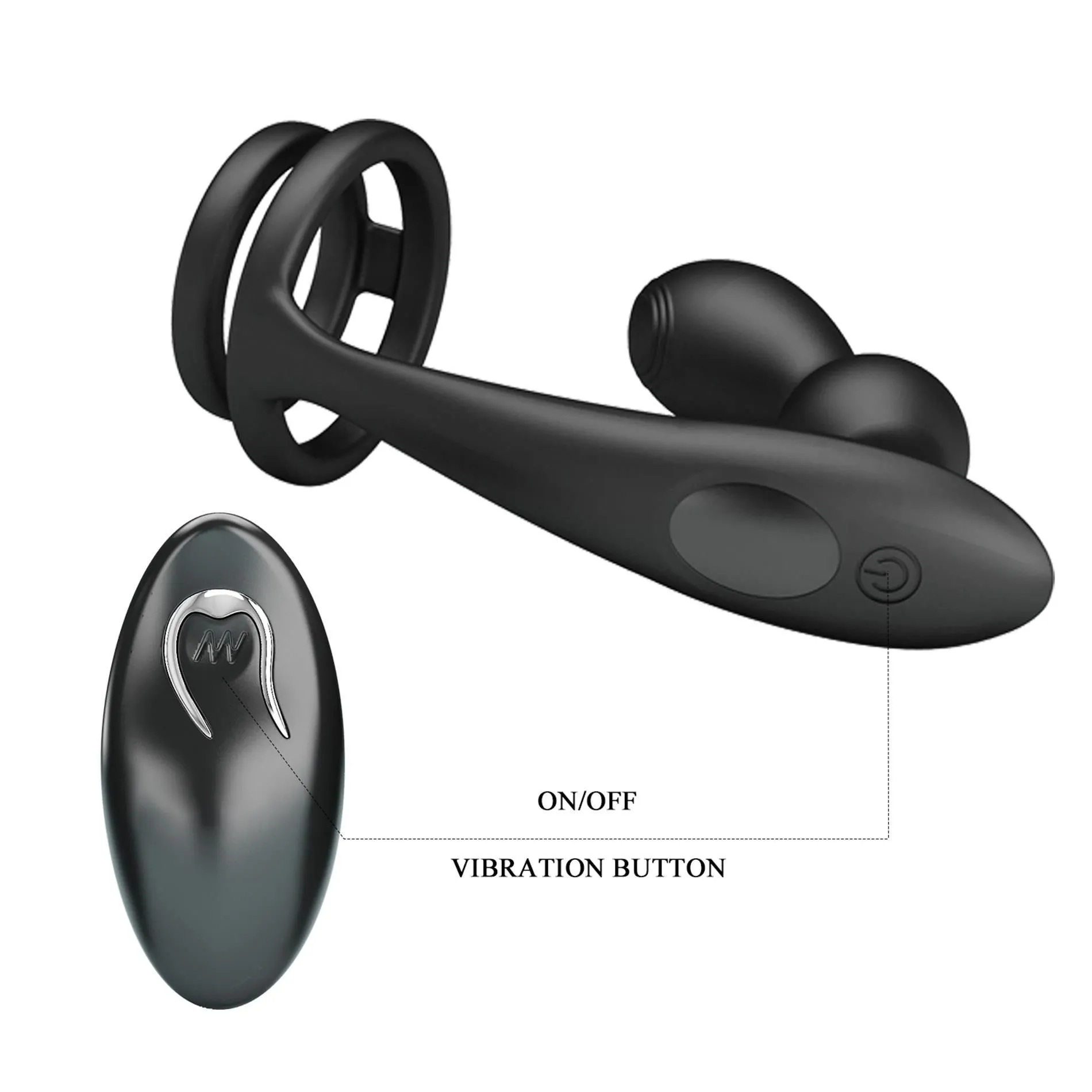 Mr. Play Remote Control - Wibrostymulator prostaty, Czarny, 13.5 cm
