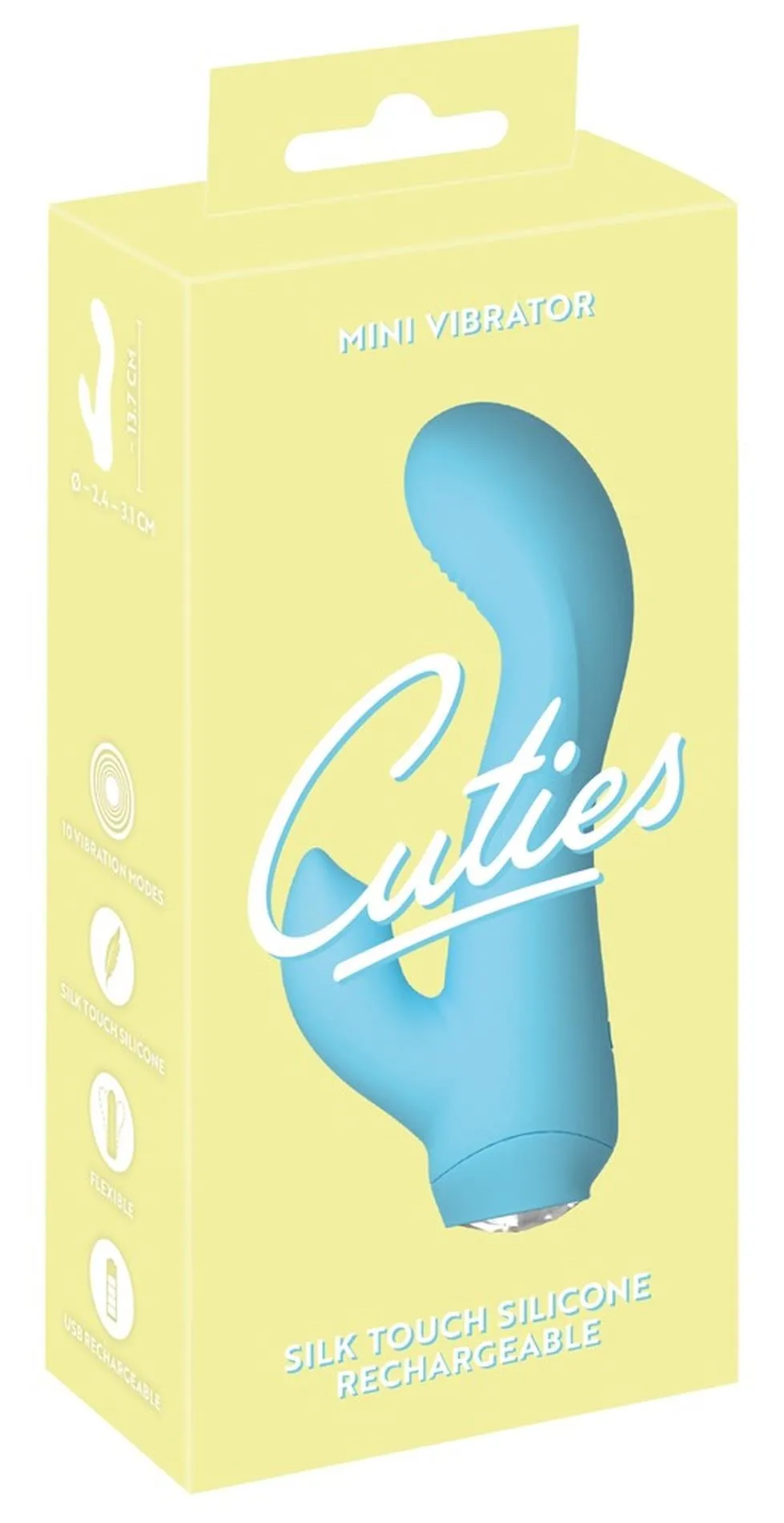 Cuties Mini - Wibrator królik, Niebieski, 13, 7 cm