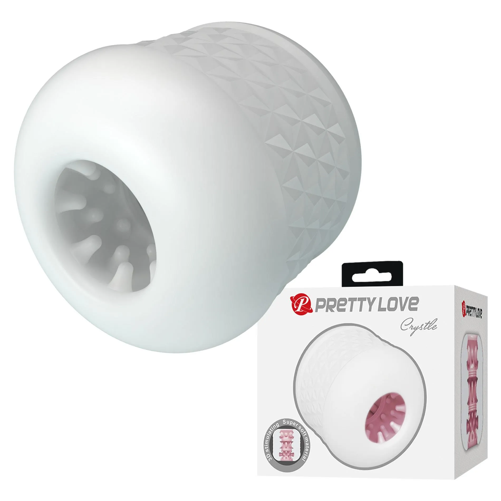 Pretty Love Crystle - Masturbator, Biały, 6 cm