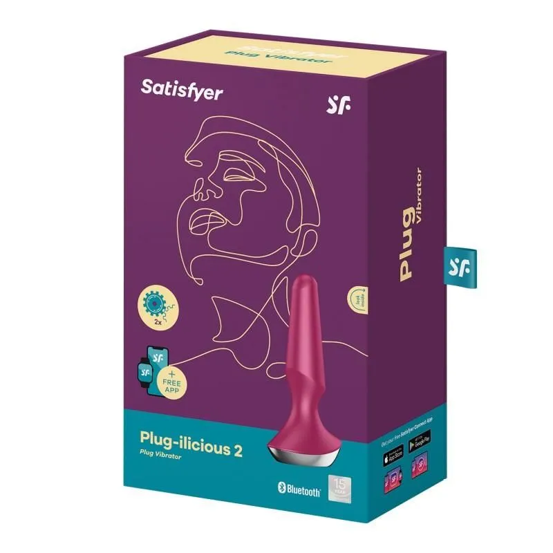 Анальна пробка, Satisfyer Plug-ilicious 2, 14 см (малиновий)