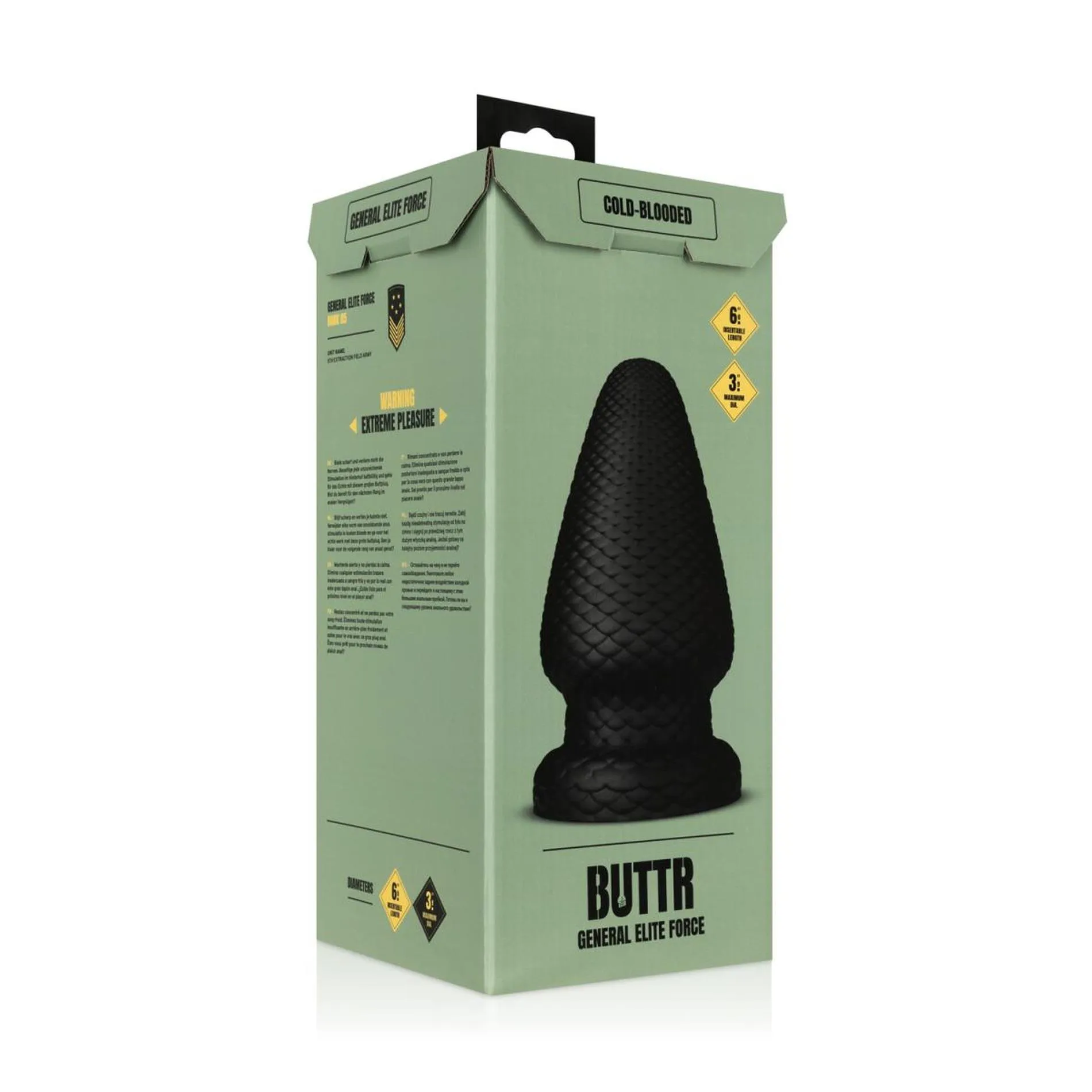 Buttr General Elite Force Cold-Blooded - Korek analny, Czarny, 18.8 cm