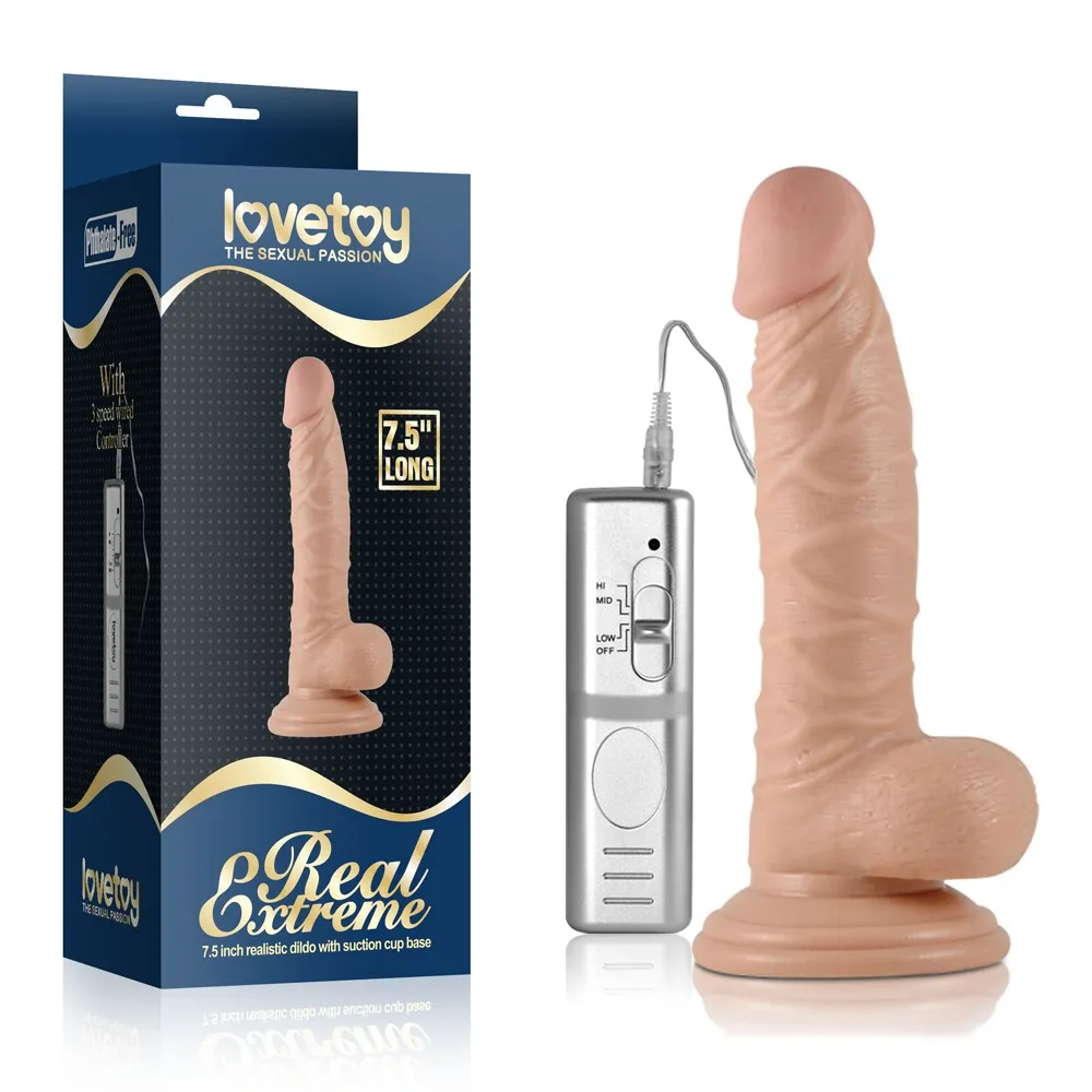 Реалистичный вибратор LoveToy Real Extreme, 19 см (телесный)
