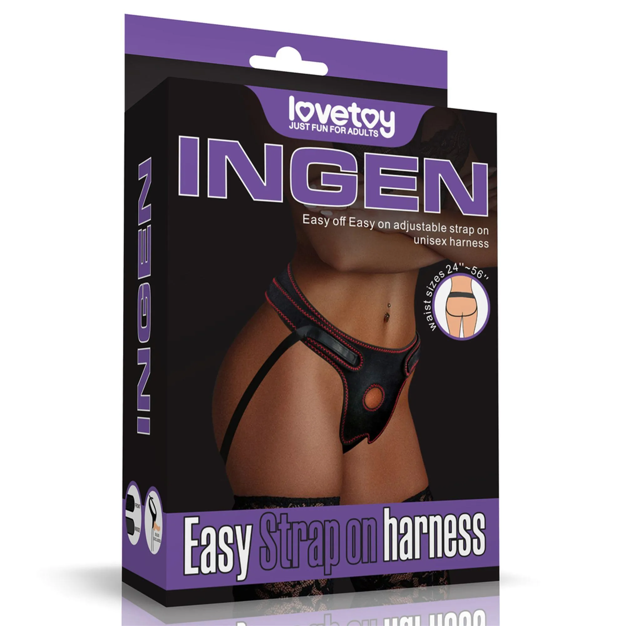 Lovetoy Easy Strap on Harness - Majtki z paskiem, Czarny, 138 cm, XXXL