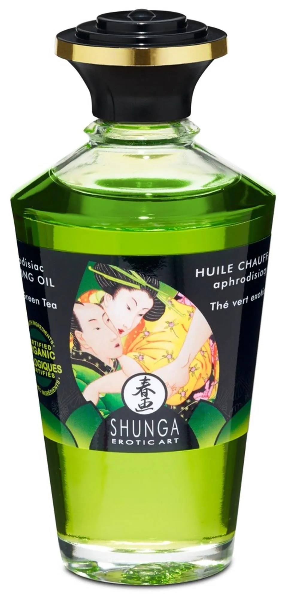 Зігрівальна масажна олія Shunga Aphrodisiac Warming зелений чай, 100 мл