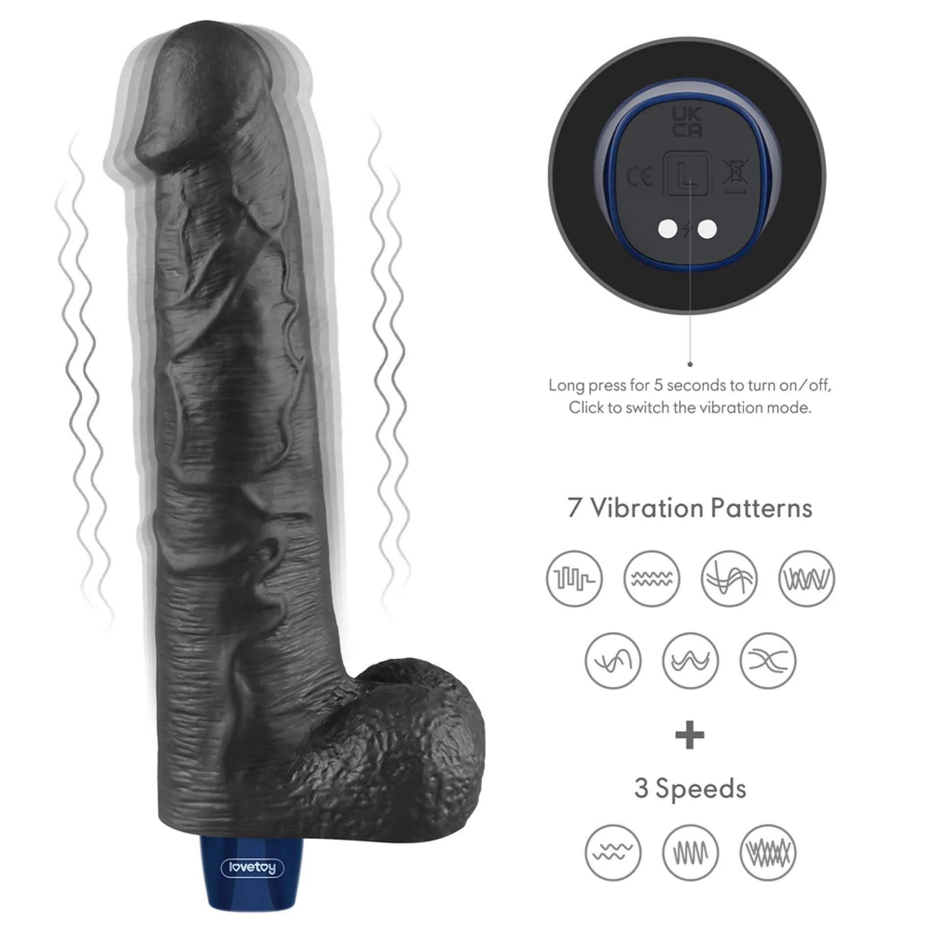 Вібратор Lovetoy Real Softee 10.5", 27 см (чорний)