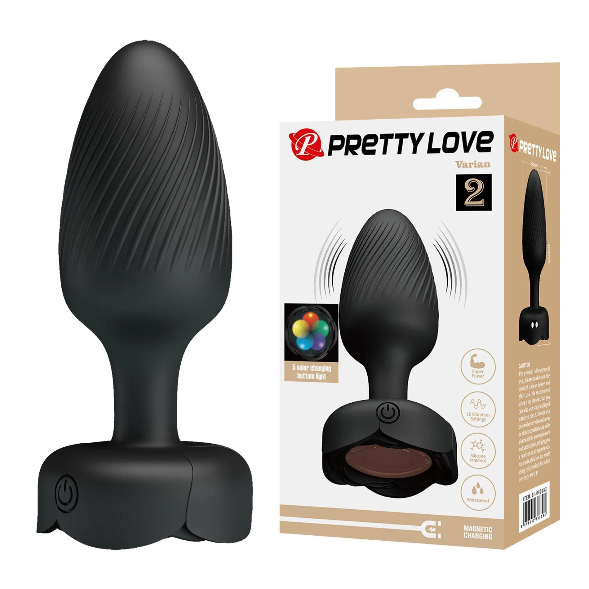 Pretty Love Varian - Korek analny, Czarny, 10.8 cm