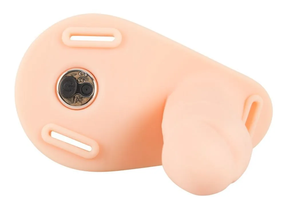 Подвійний страпон Vibrating Double Strap-On, 15,7 см (тілесний)