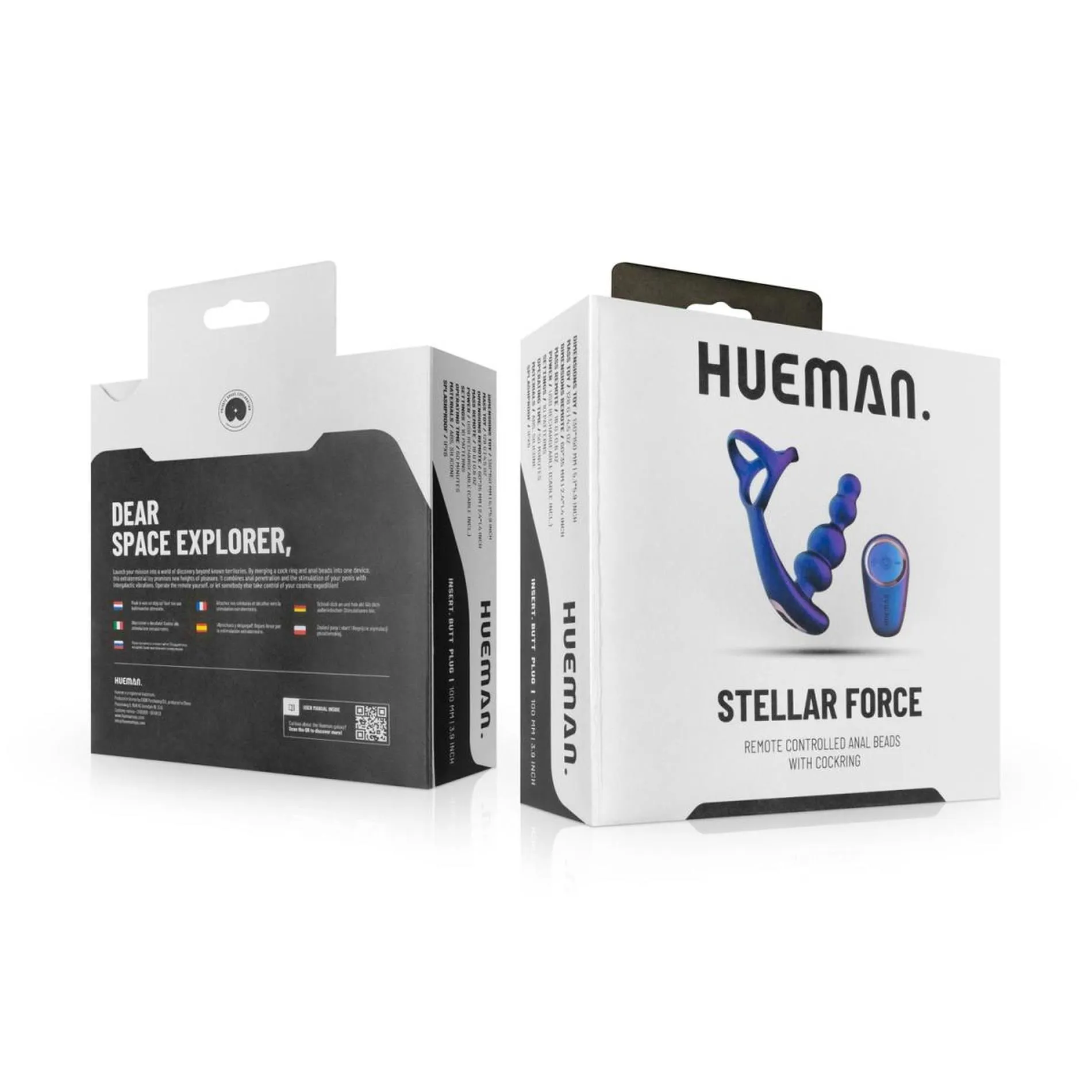 Анальная пробка с эрекционным кольцом Hueman Stellar Force, 10 см (синий)