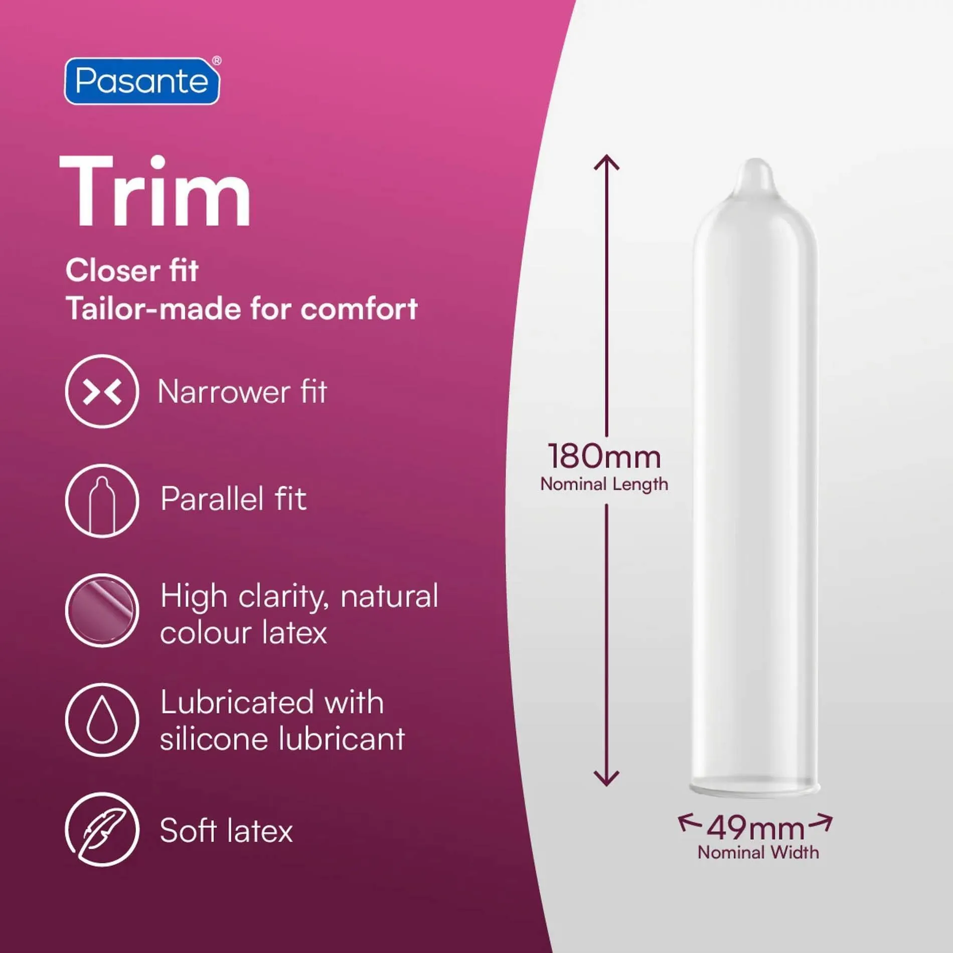 Презервативы Pasante Trim, 12 см