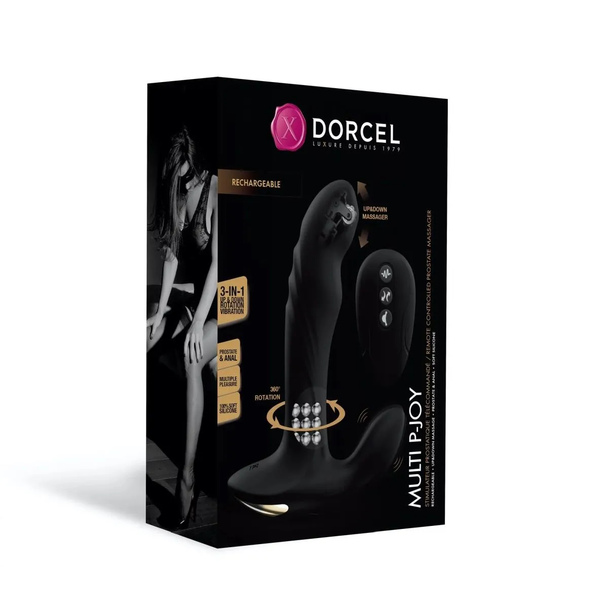 Стимулятор простаты Dorcel Multi P-Joy, 17 см (черный)