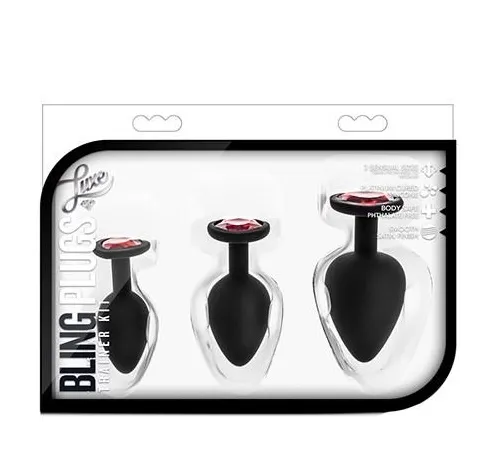 Набор анальных пробок Luxe Bling Plugs Trainer Kit, 3 шт (черный)
