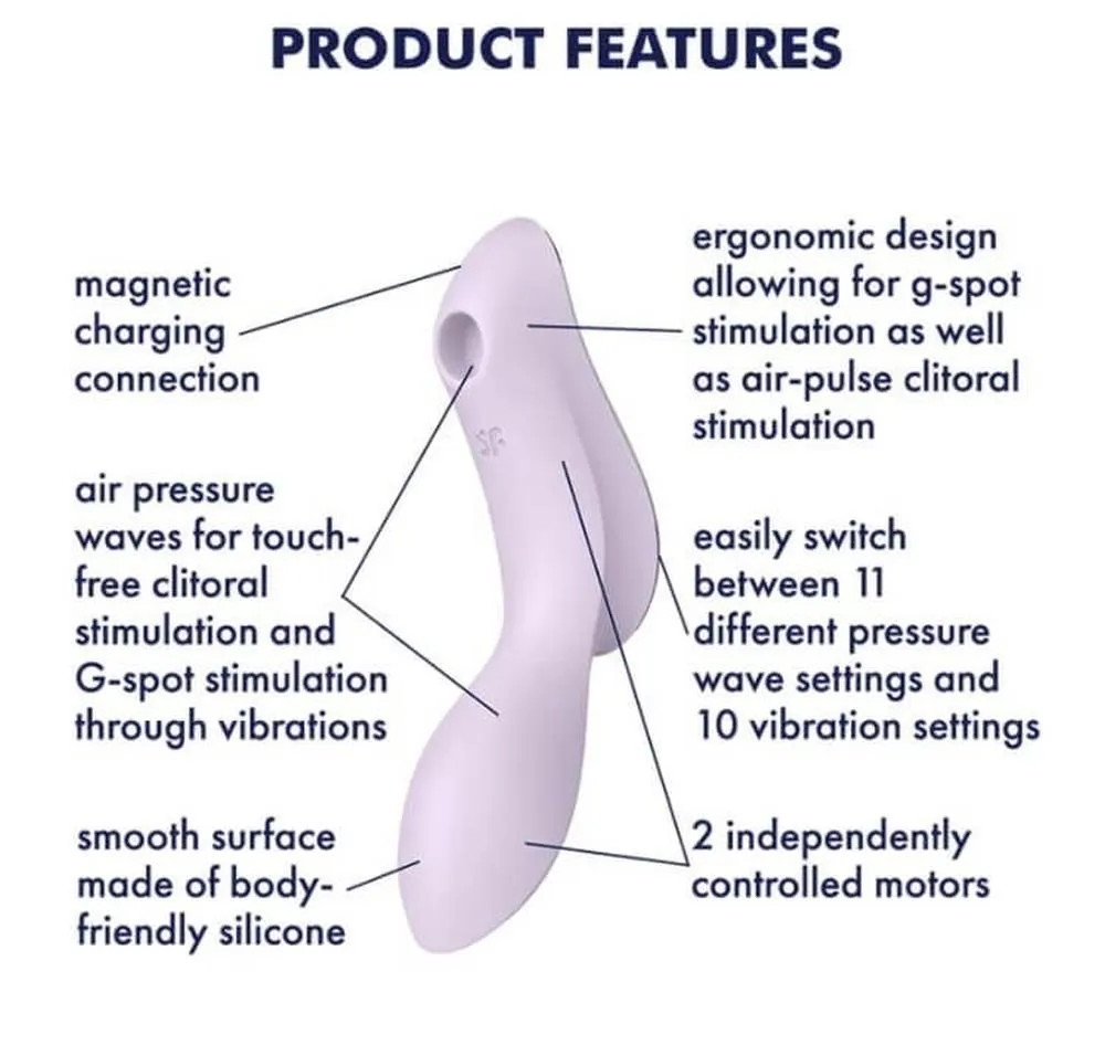 Вакуумний стимулятор клітора з вібрацією Satisfyer Curvy Trinity 2 (бузковий)