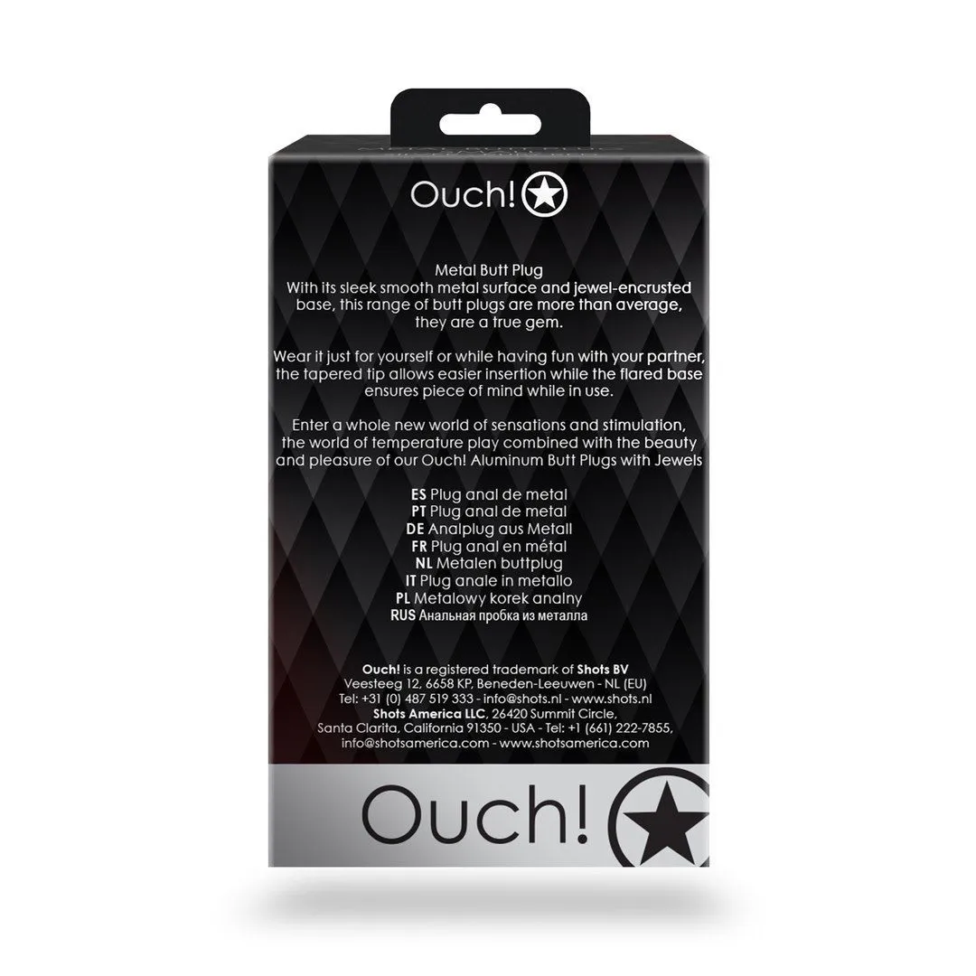 Анальная пробка Ouch! Heart Gem Butt Plug Large, 9.3 см (серебристый)